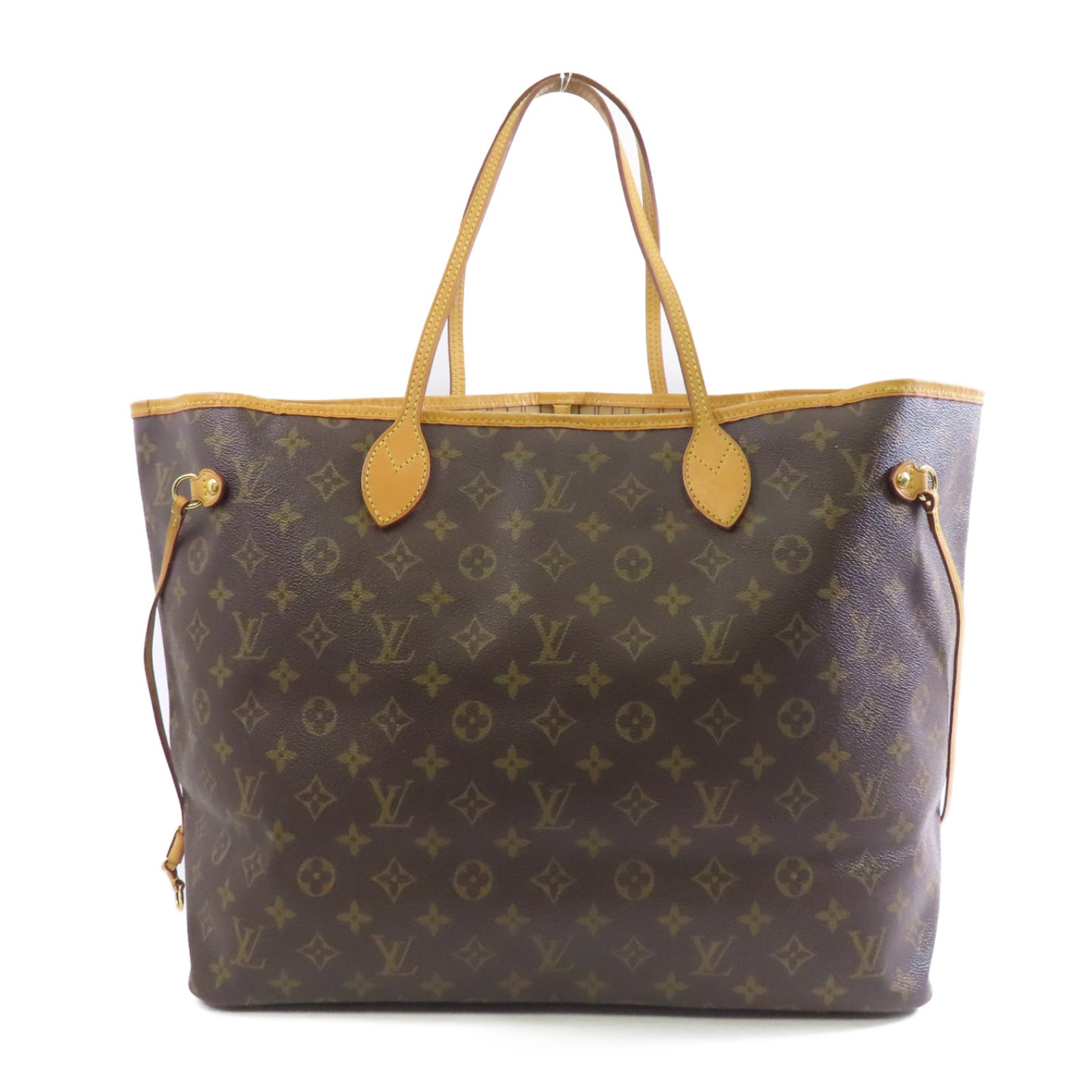 LOUIS VUITTON Monogram Neverfull GM金扣手挽袋啡色