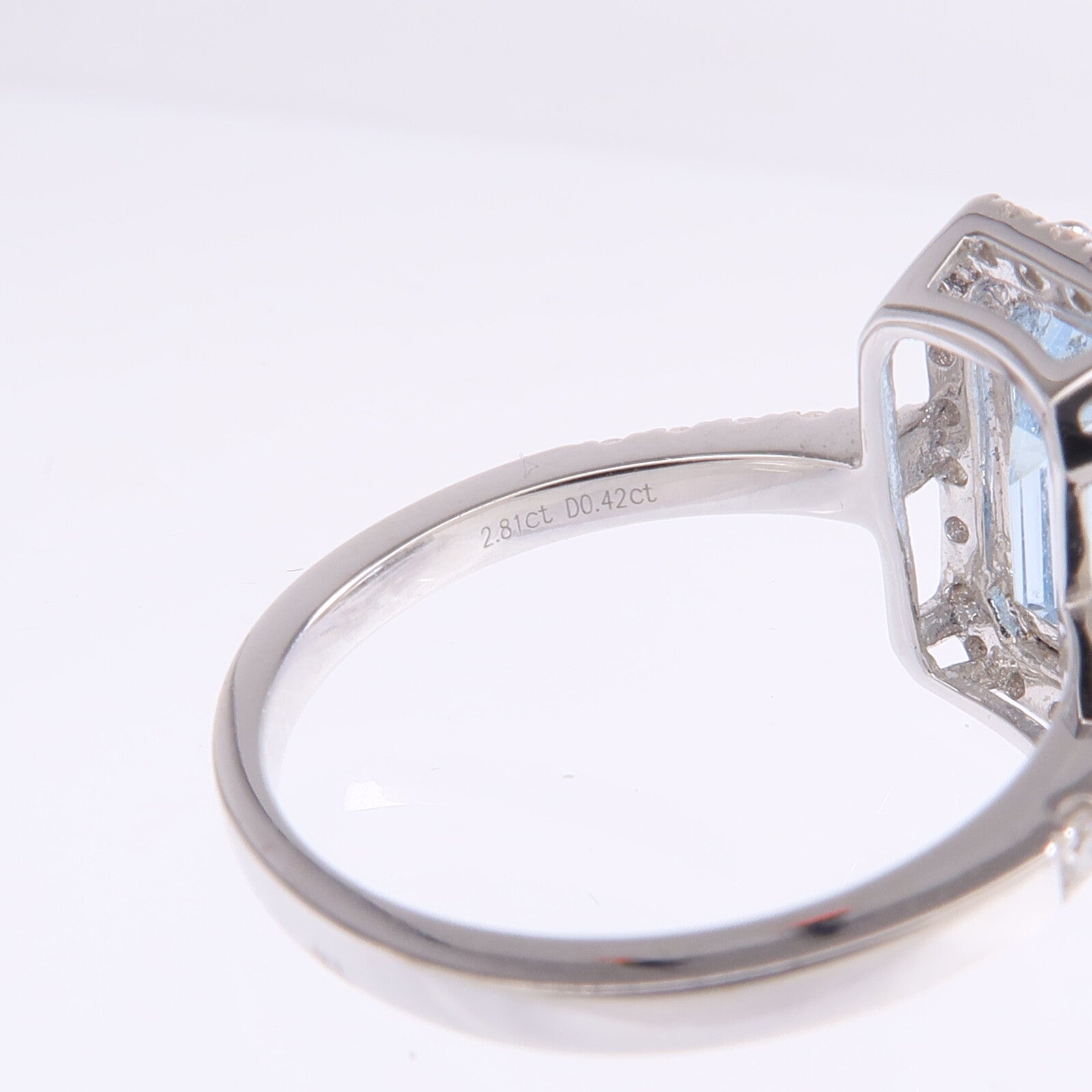 JEWELRY 18K白金Aquamarine Diamond Ring藍晶/鑽石戒指US#6
