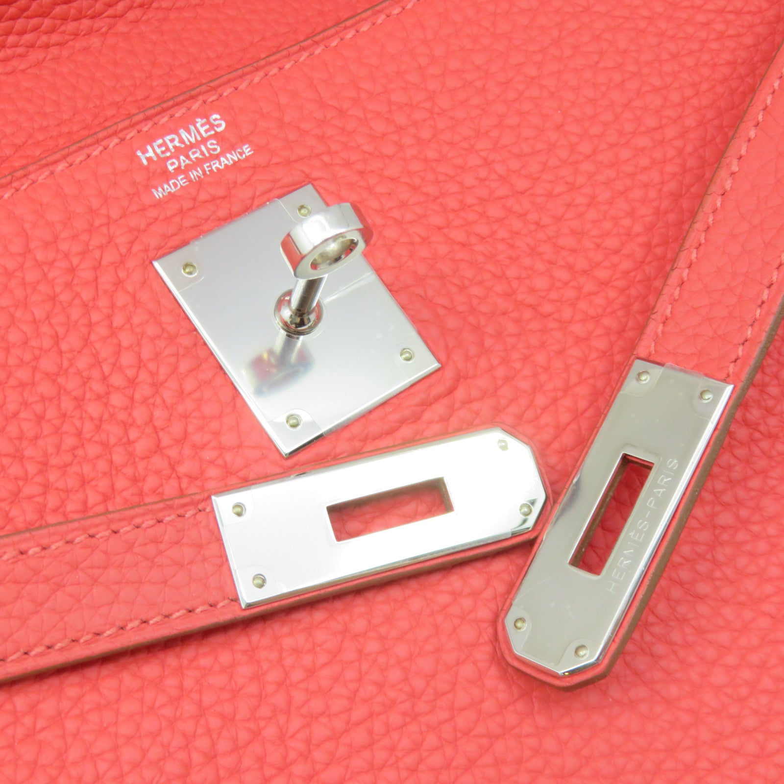 HERMES Clemence Leather Kelly 32 2Way Handbag Silver Buckle Handle Shoulder Backpack T5 Pink