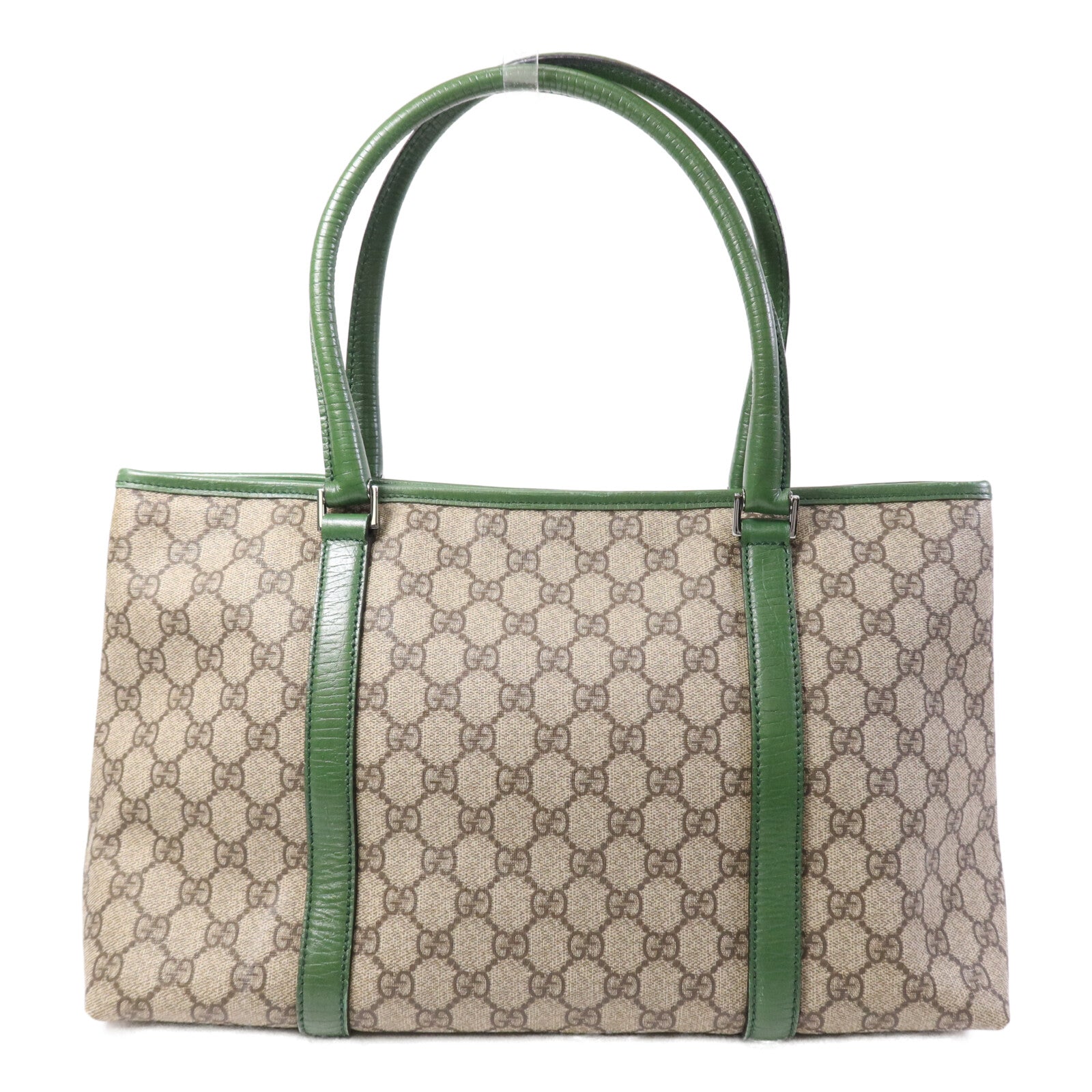 GUCCI GG帆布Tote Bag銀扣手挽袋
