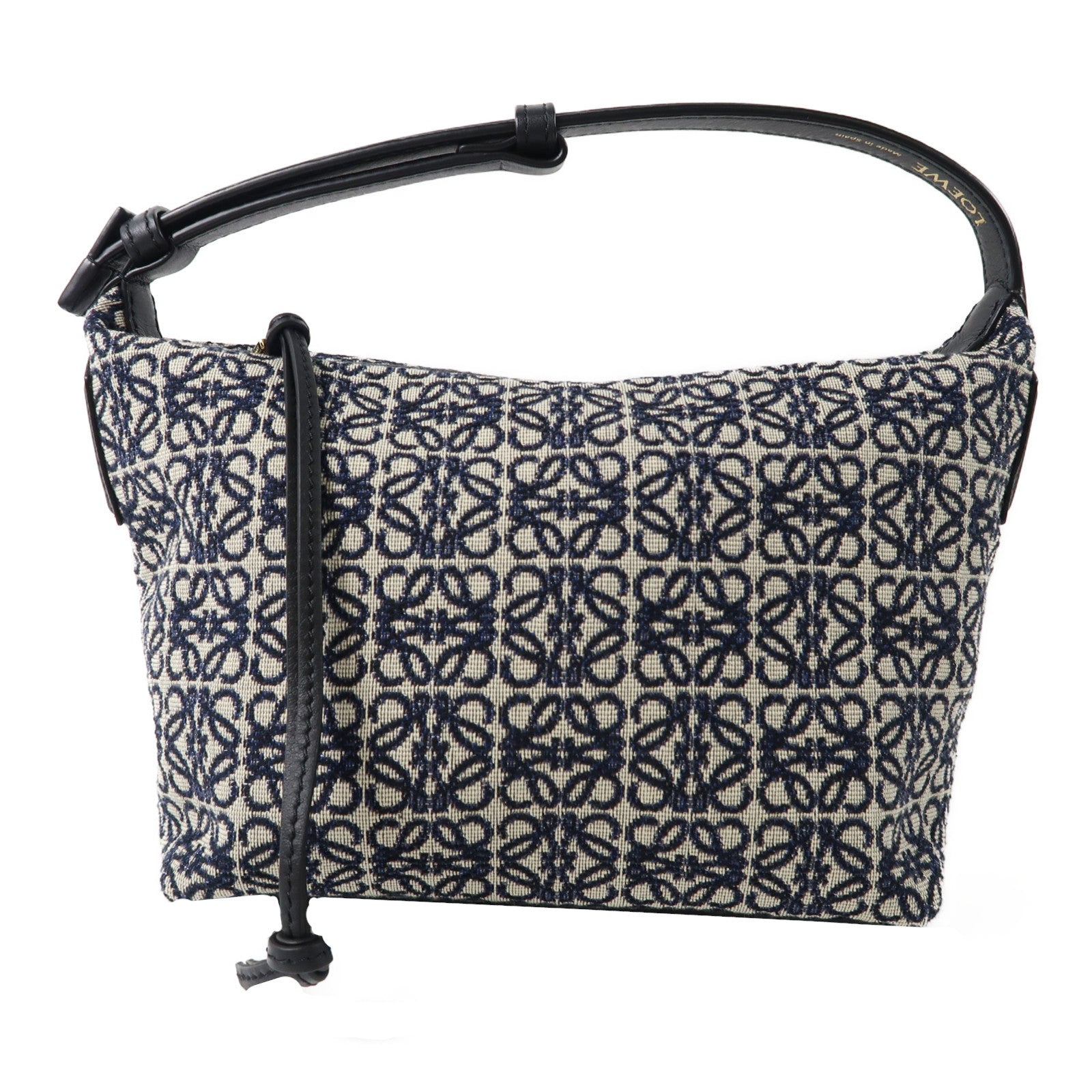LOEWE 帆布Cubi Bag金扣手挽袋深藍色