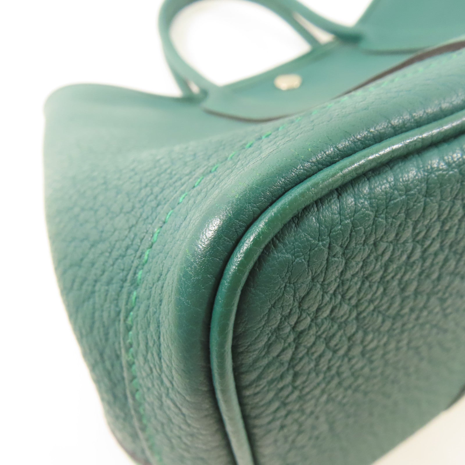 HERMES Negonda皮革Garden Party TPM銀扣手挽袋綠色