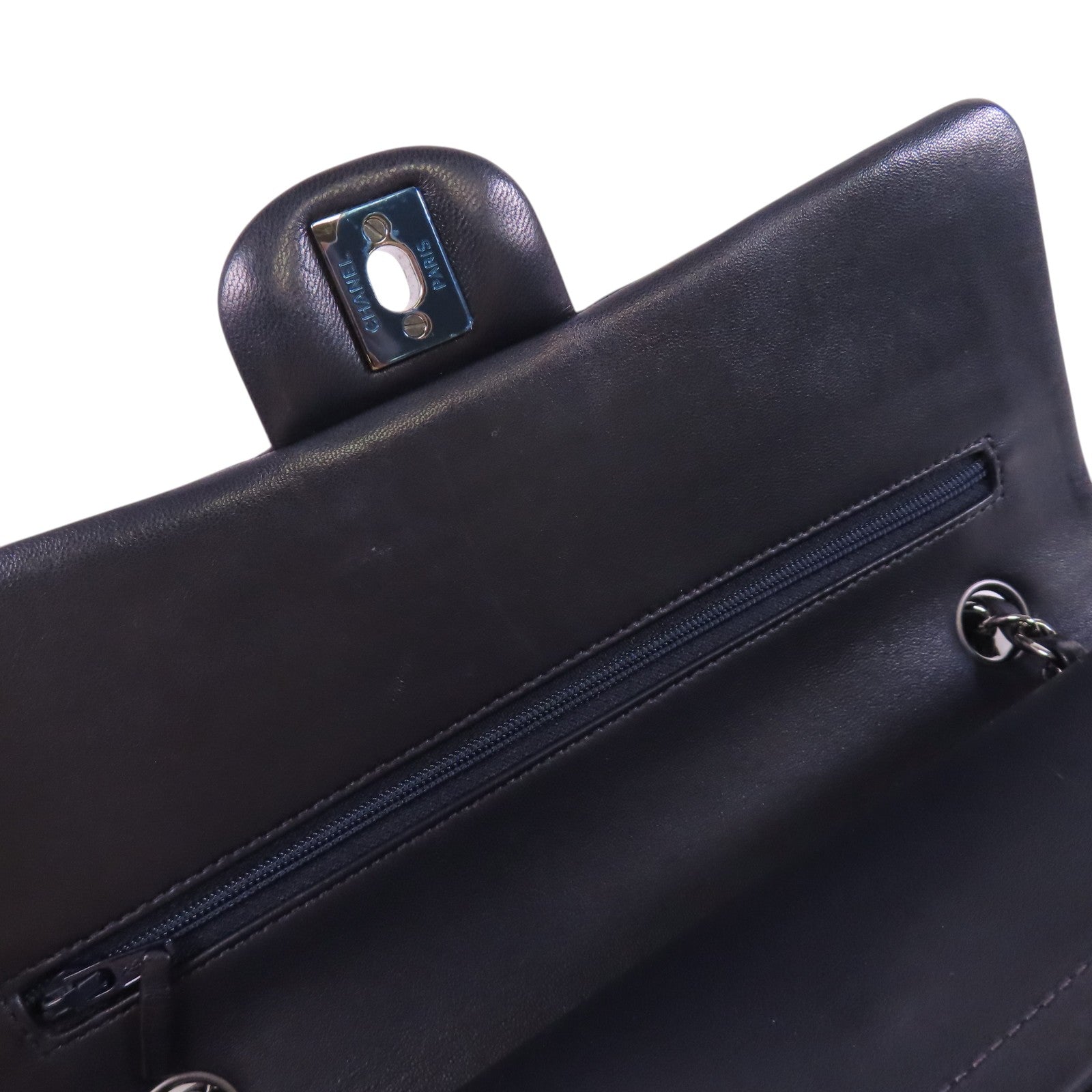 CHANEL 羊皮皮革Classic 25銀扣鏈帶肩背袋