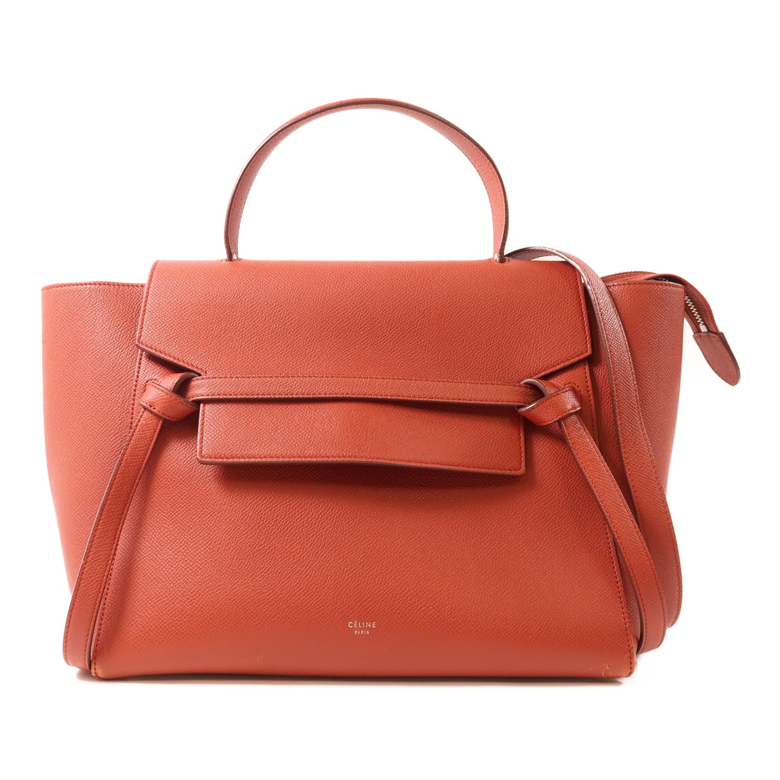 CELINE 牛皮皮革Belt Bag銀扣手挽肩背兩用袋紅色