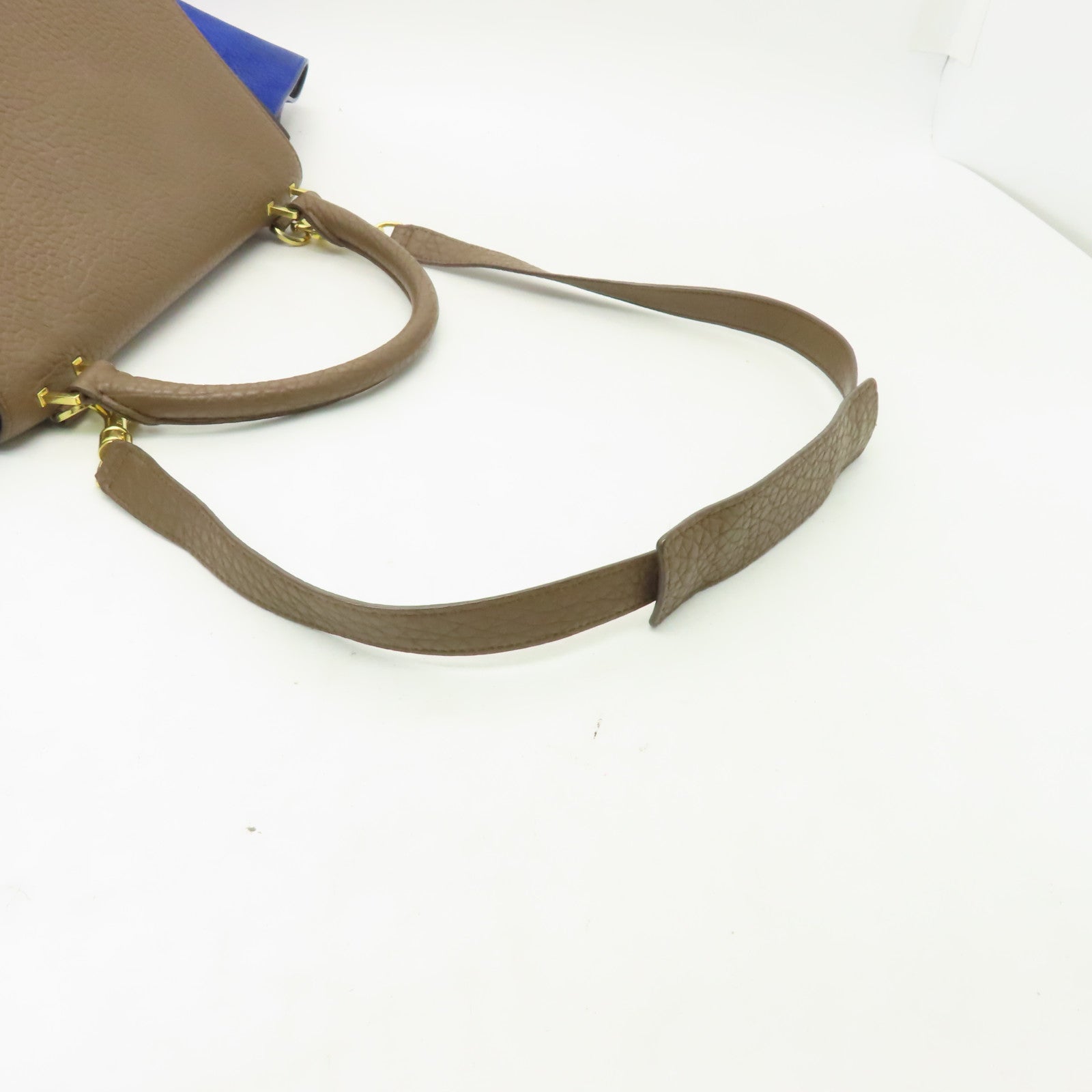 CELINE 【清倉大減價】牛皮皮革Trapeze金扣手挽肩背兩用袋棕色/黒色