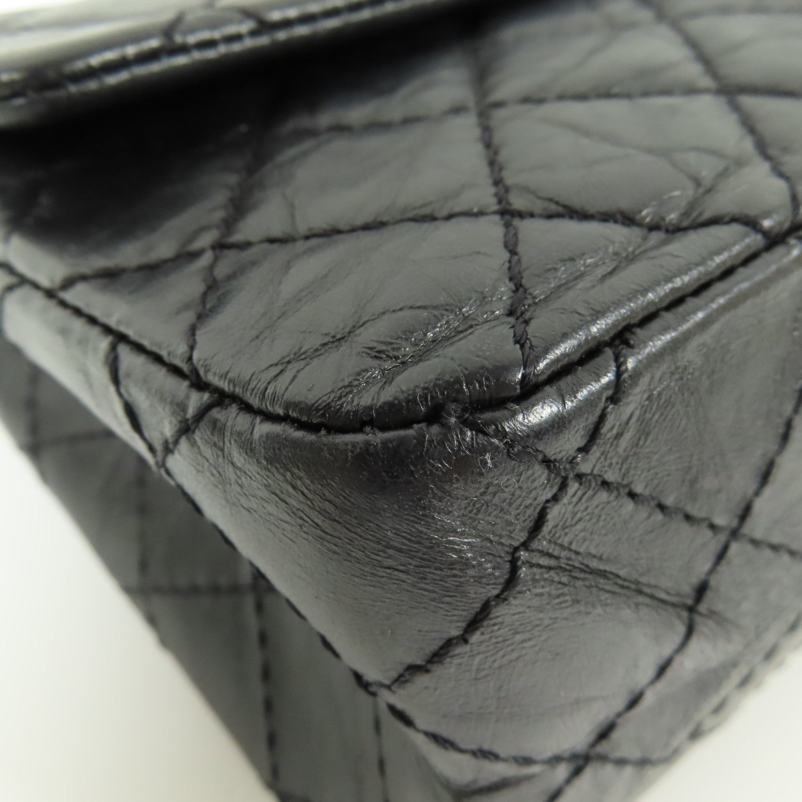 CHANEL CC 2.55 Chain Shoulder Bag Calfskin Leather Black