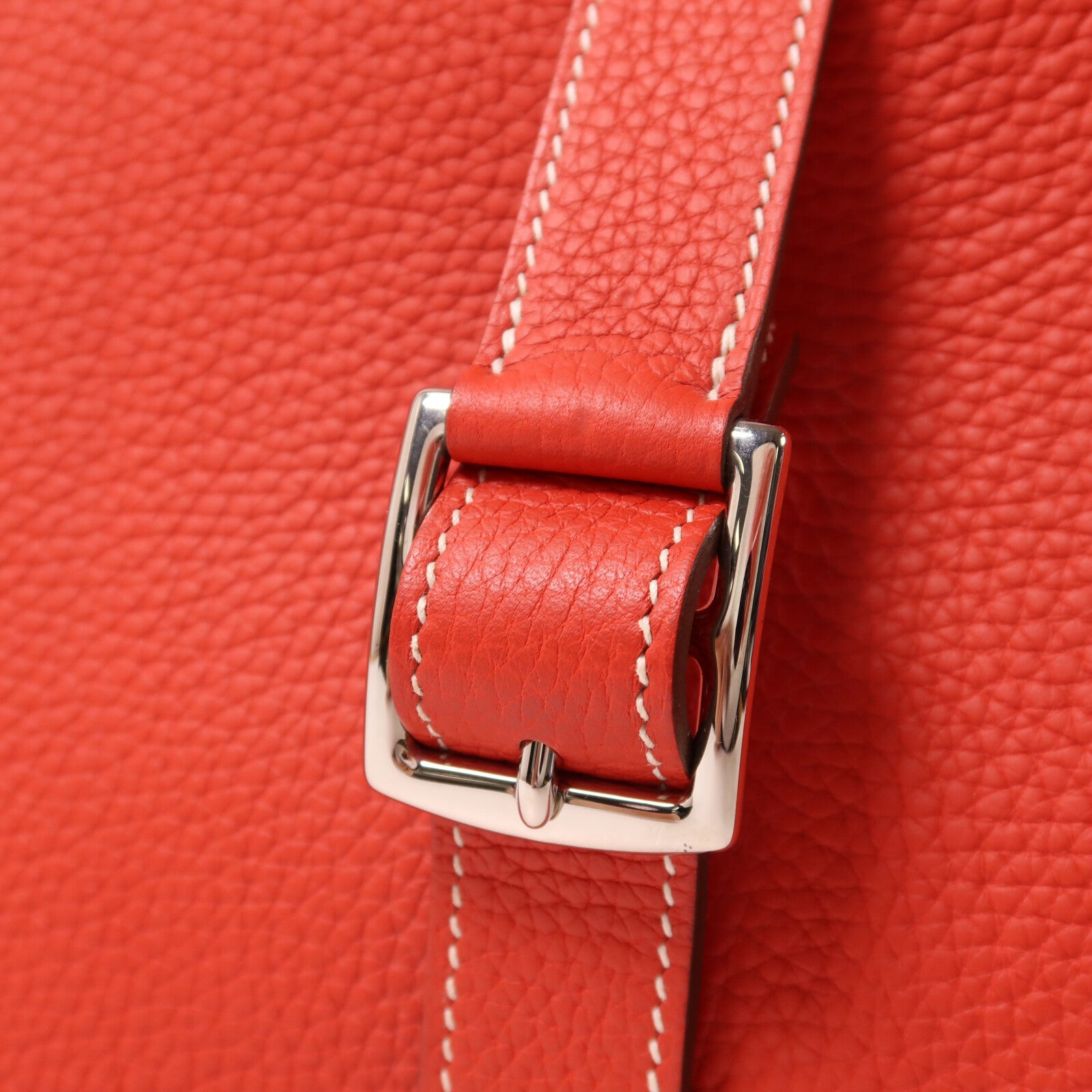 HERMES Clemence皮革Halzan 31手挽肩背兩用袋Rouge Tomato
