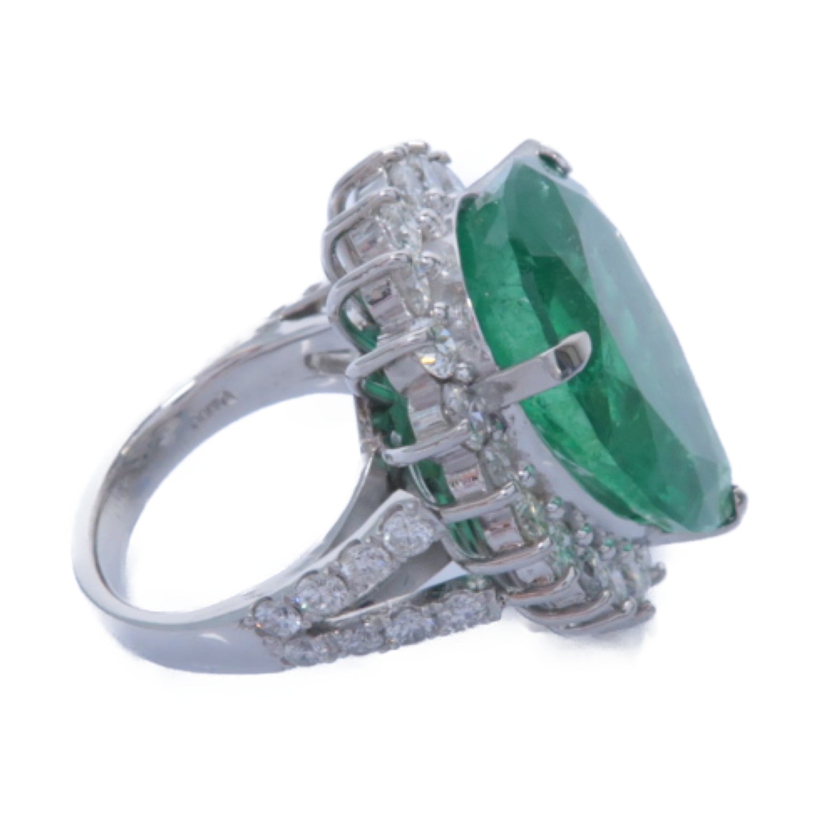 JEWELRY 【激減優惠】PT900鉑金Emerald Ring 23.613ct綠寶石/3.96ct鑽石戒指US#7.25