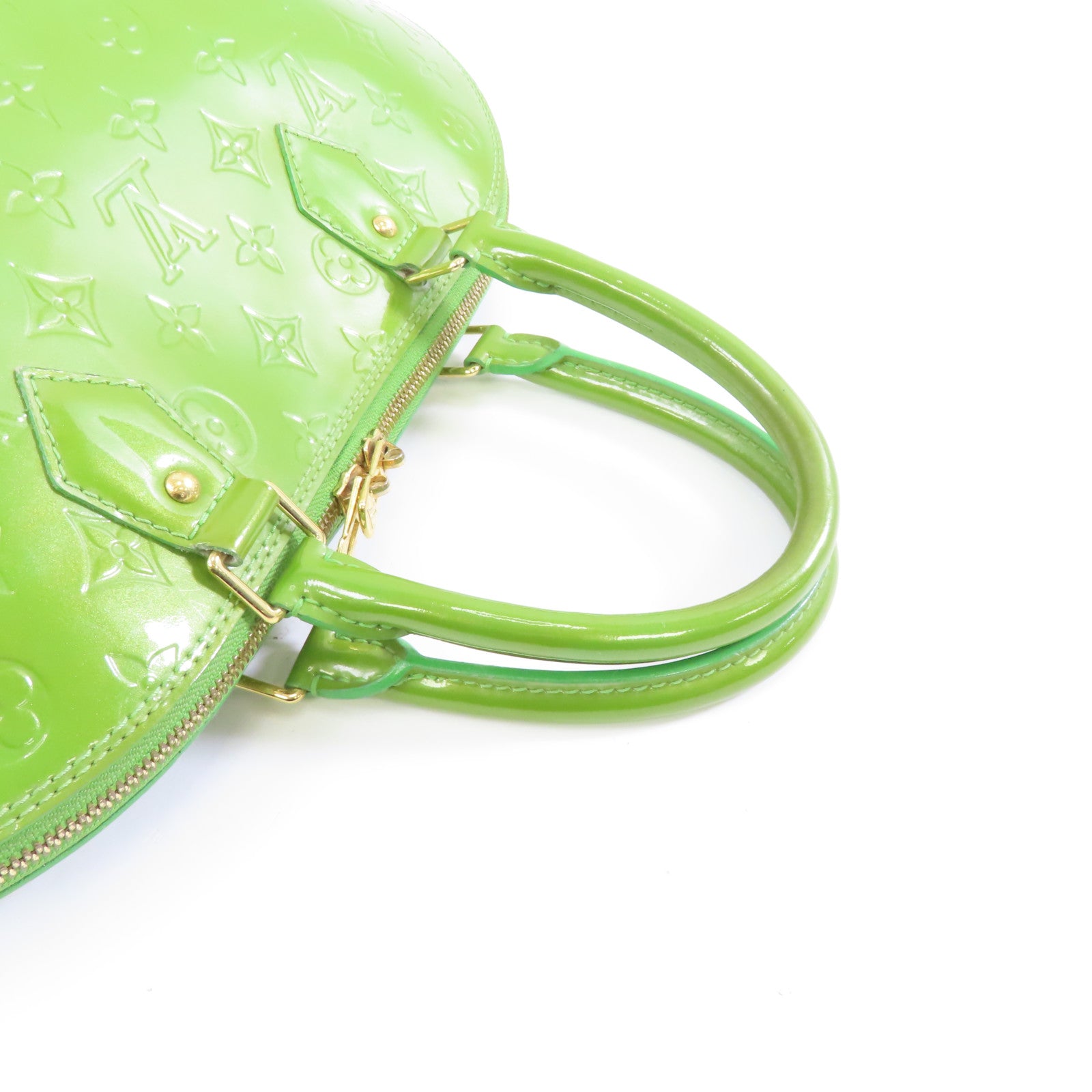 LOUIS VUITTON Vernis Alma GM金扣手挽袋綠色