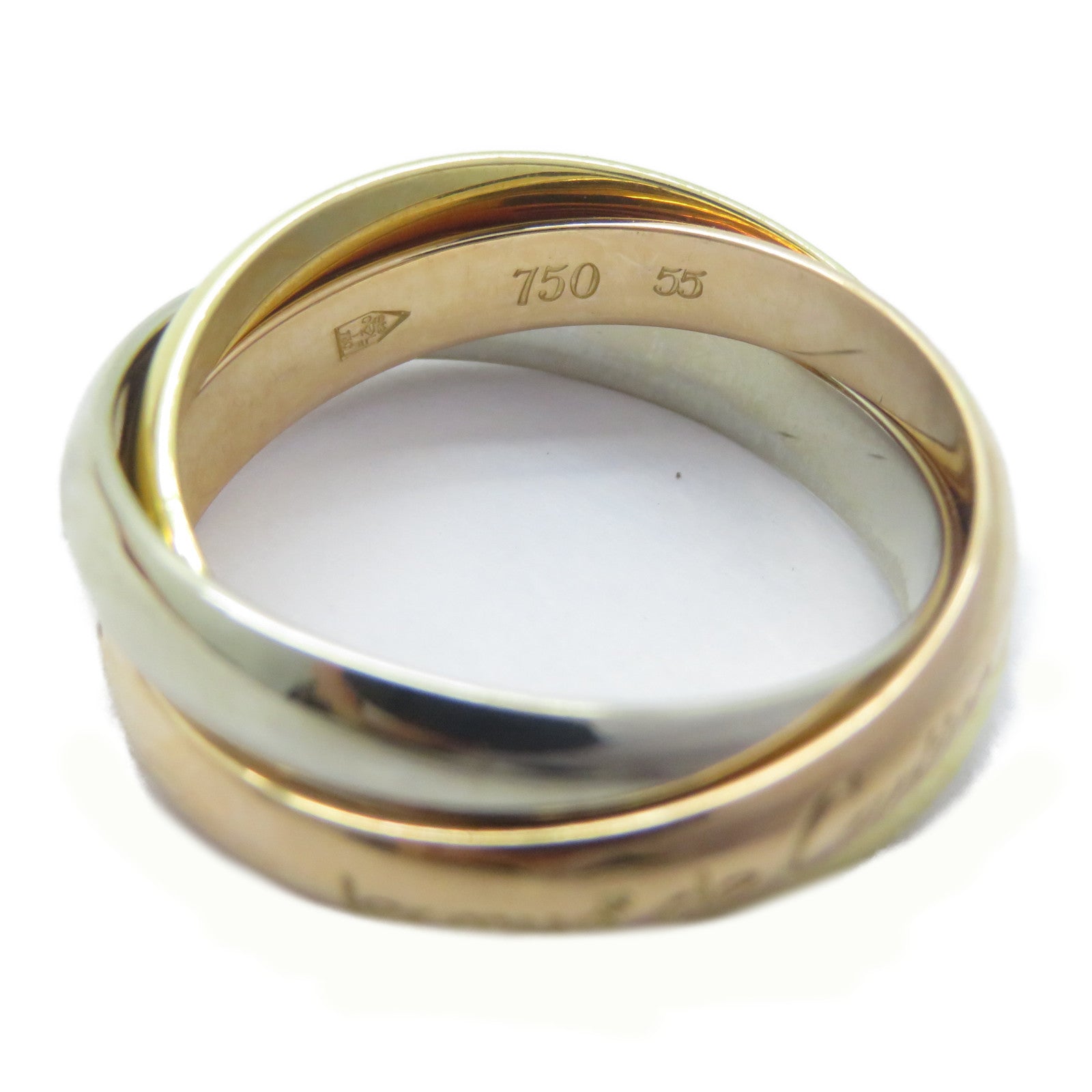 CARTIER 18K黃金/白金/玫瑰金Les Must De Trinity戒指Cartier#55/US#7.25
