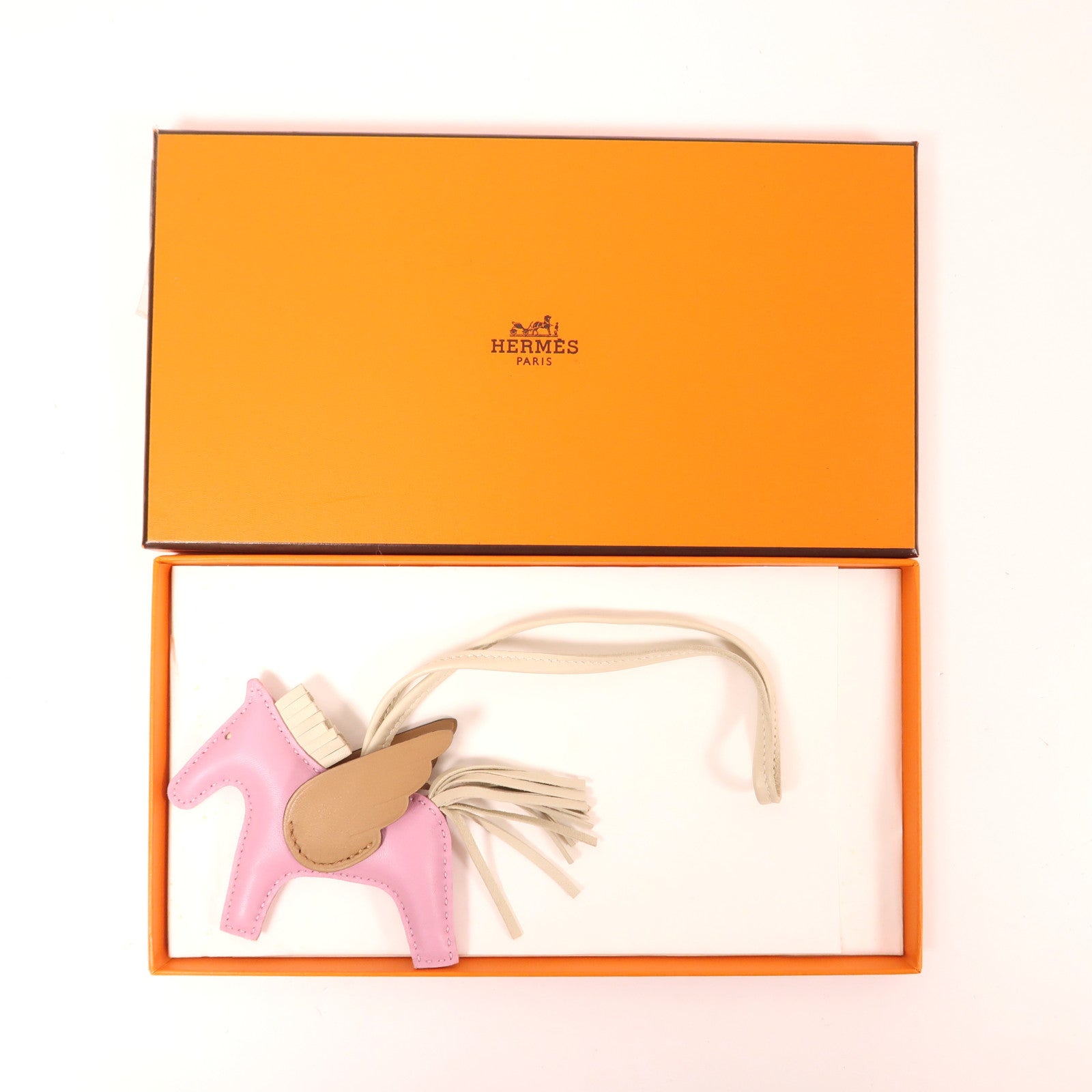 HERMES Milo皮革Rodeo Pegase PM掛飾Mauve Sylvestre