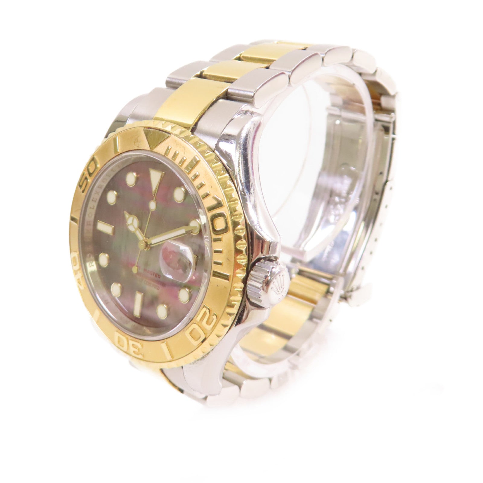 ROLEX Yacht Master Watch 18K黃金/不鏽鋼自動機芯手錶貝殼啡色
