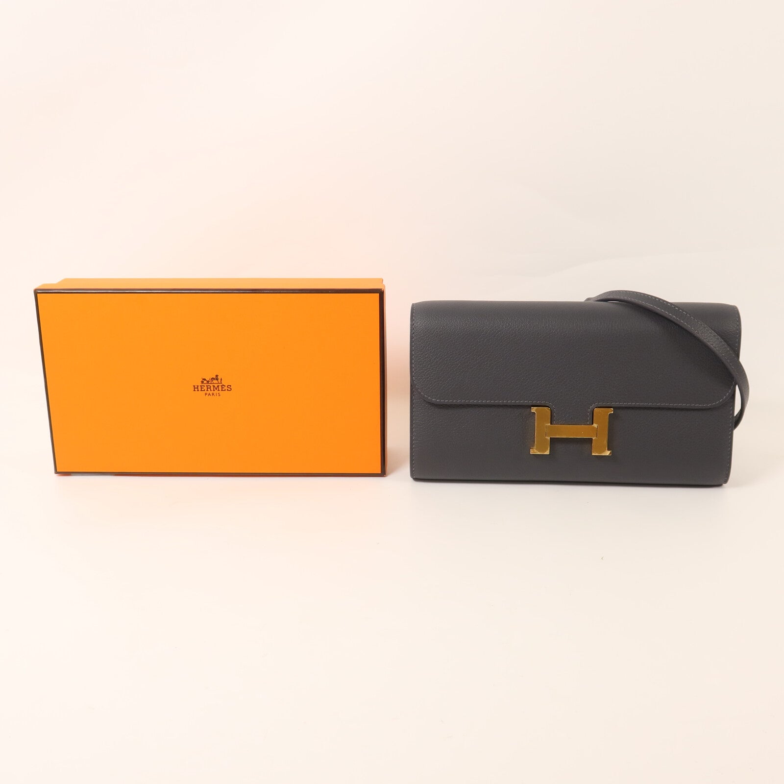 HERMES Evercolor皮革Constance To Go肩背袋Ardoise