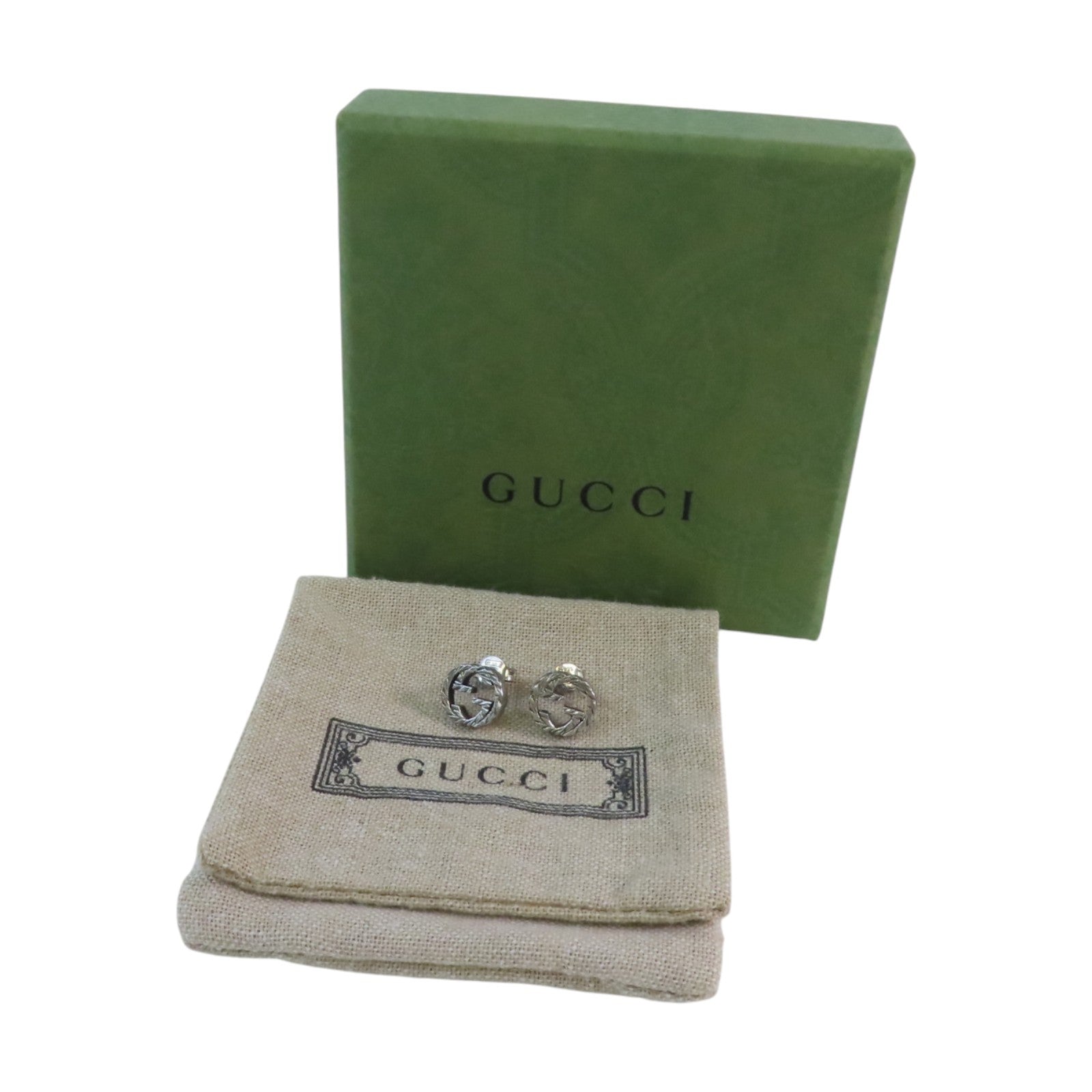 GUCCI GG SHW Doubie G Earring 925 Sterling Silver