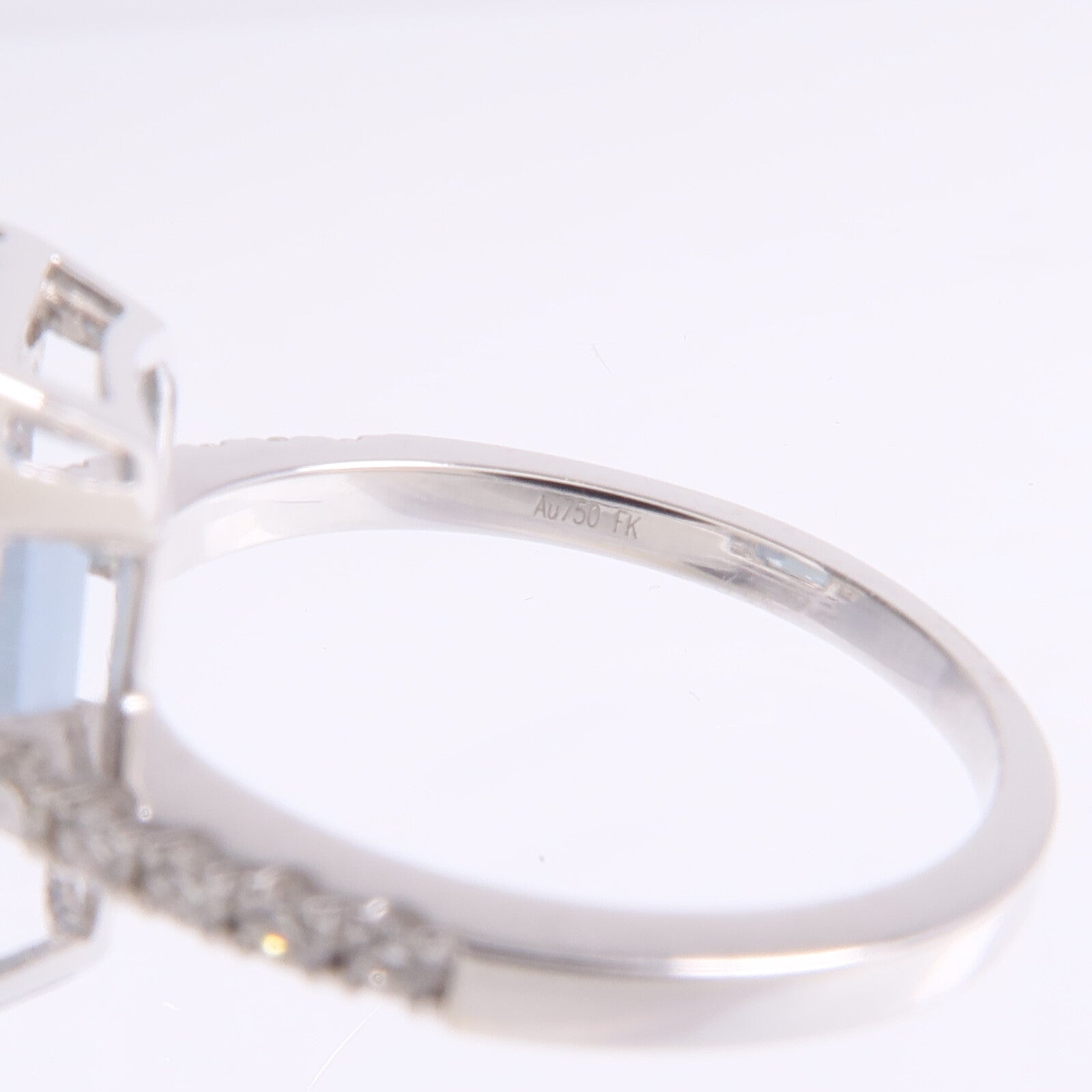 JEWELRY 18K白金Aquamarine Diamond Ring藍晶/鑽石戒指US#6