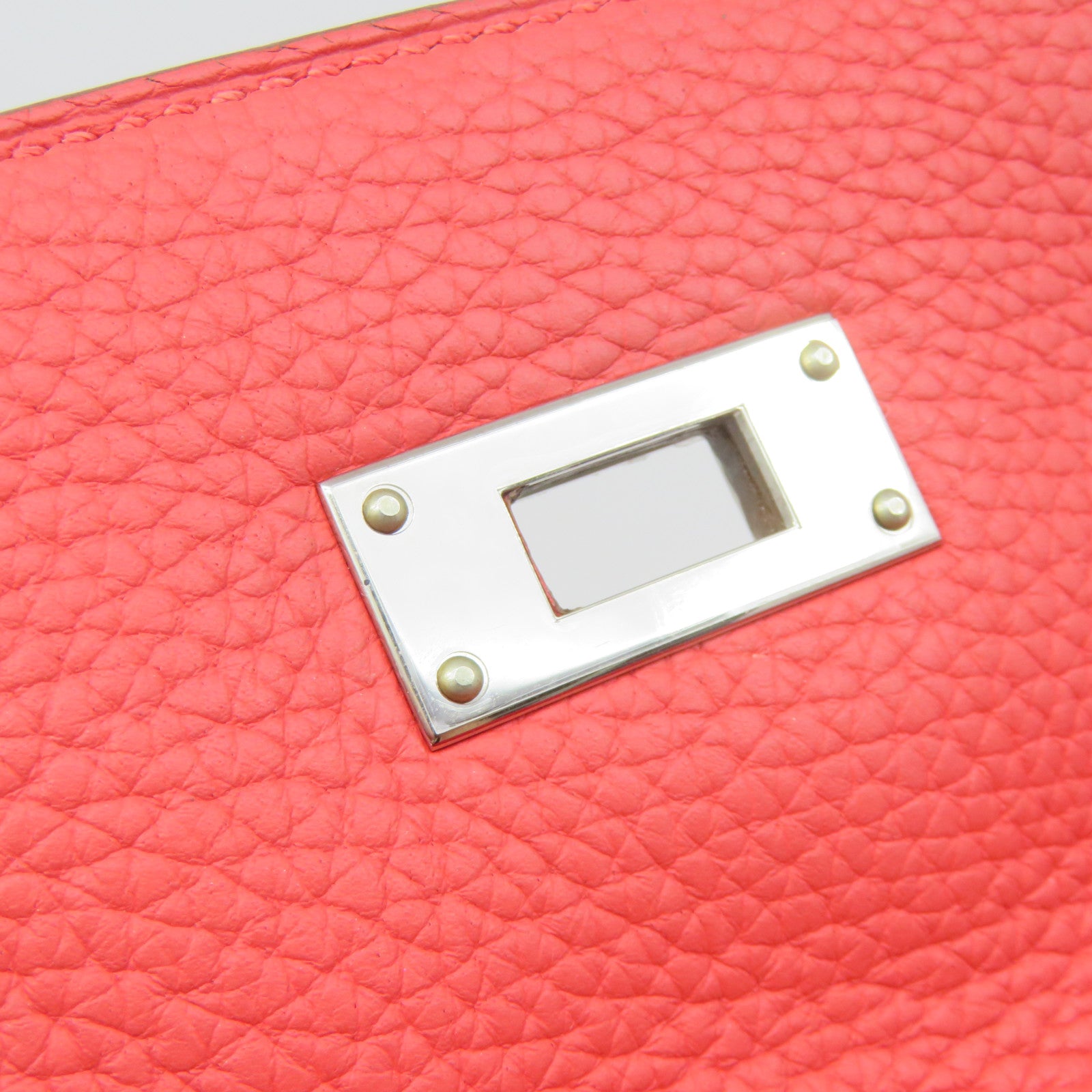 HERMES Clemence Leather Kelly 32 2Way Handbag Silver Buckle Handle Shoulder Backpack T5 Pink