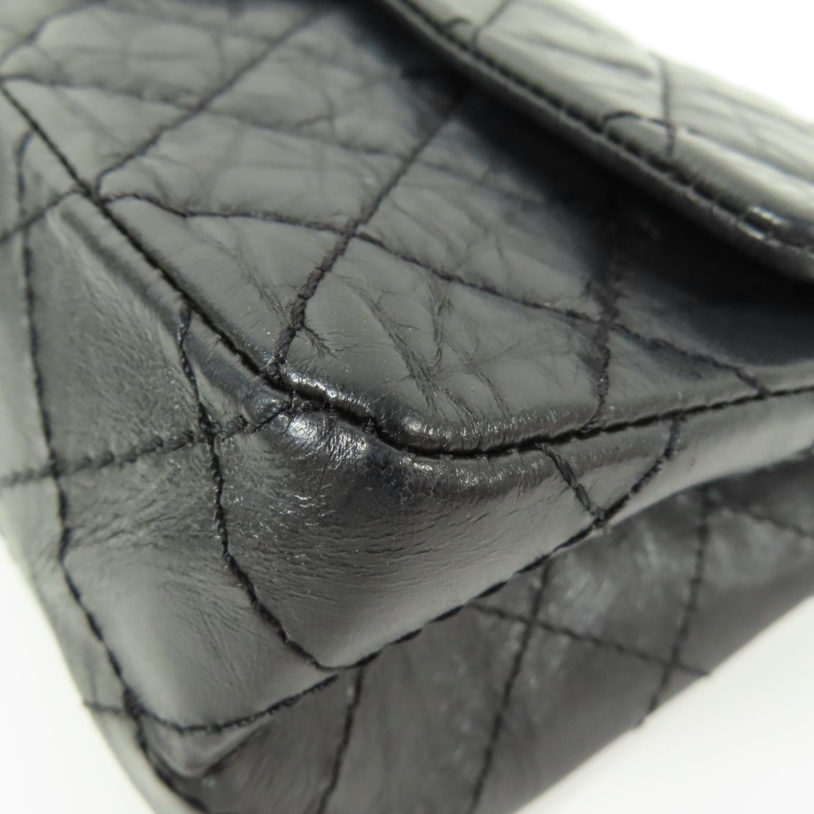 CHANEL CC 2.55 Chain Shoulder Bag Calfskin Leather Black