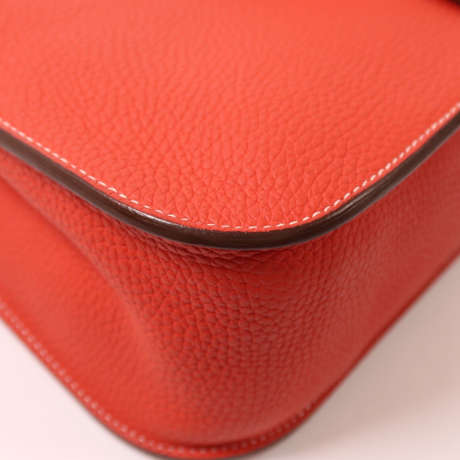 HERMES Clemence皮革Halzan 31手挽肩背兩用袋Rouge Tomato