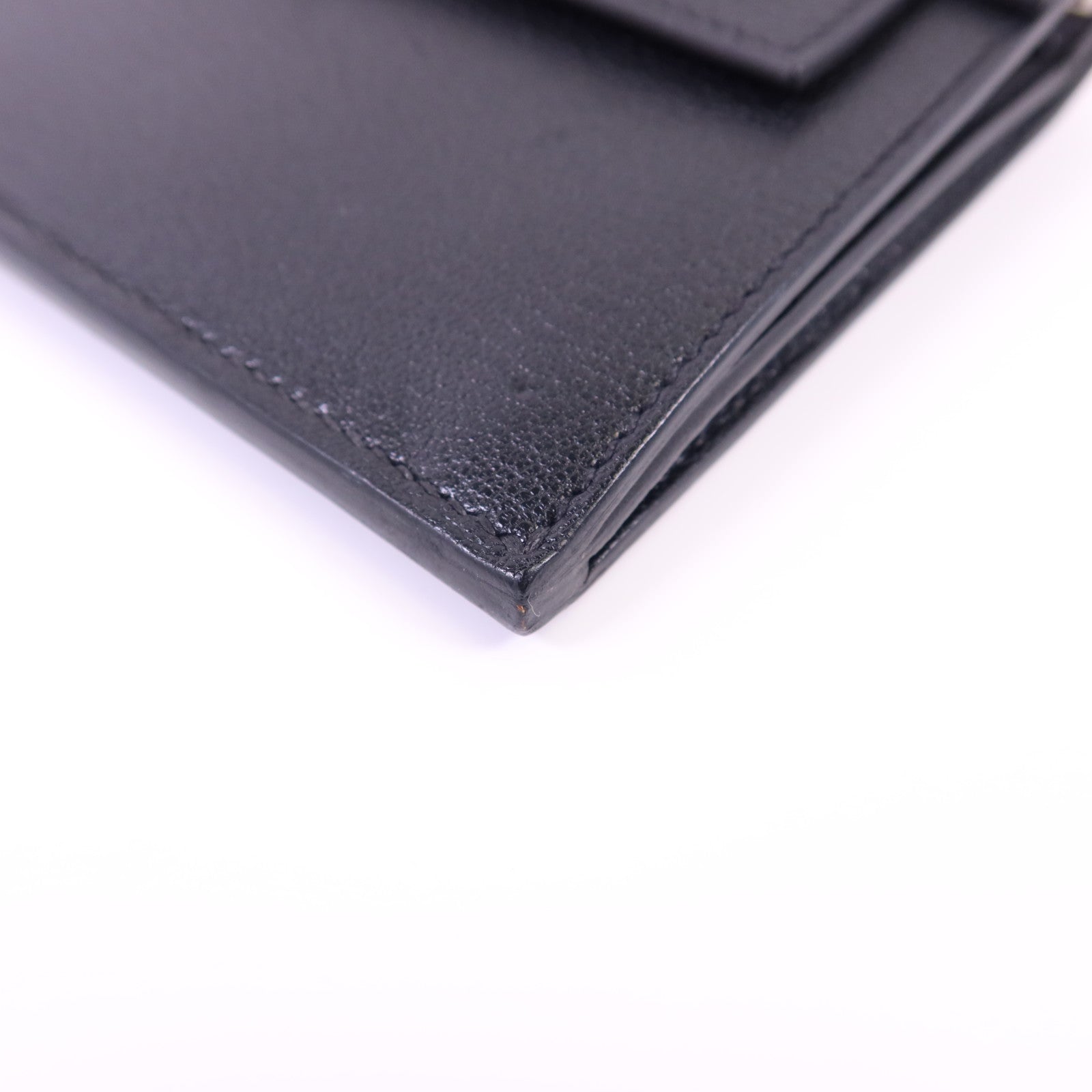HERMES Chevre皮革Kelly Pocket Long Bifold Wallet銀扣長錢包Noir