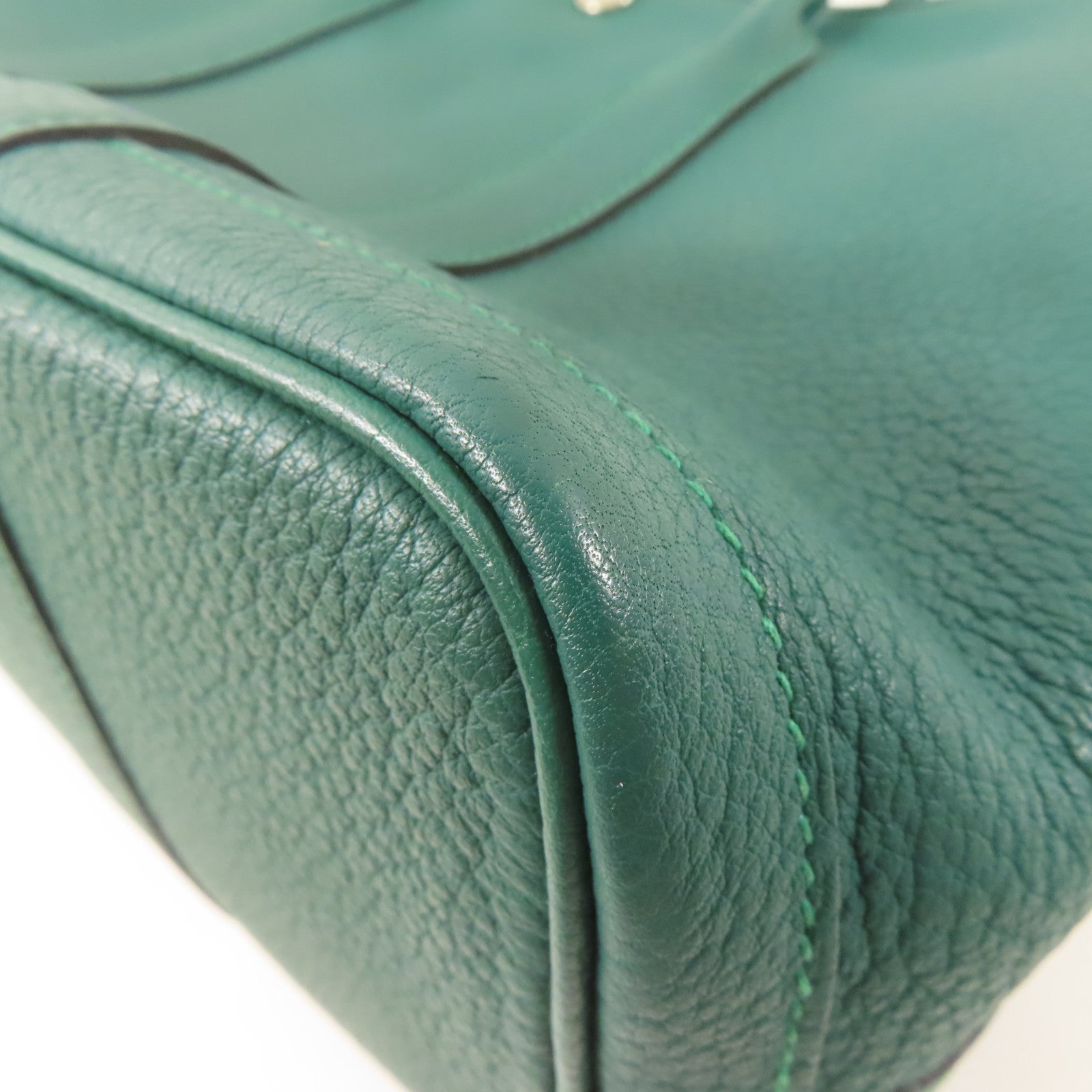 HERMES Negonda皮革Garden Party TPM銀扣手挽袋綠色