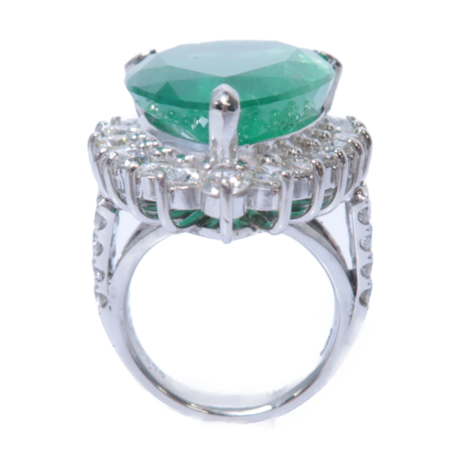 JEWELRY 【激減優惠】PT900鉑金Emerald Ring 23.613ct綠寶石/3.96ct鑽石戒指US#7.25