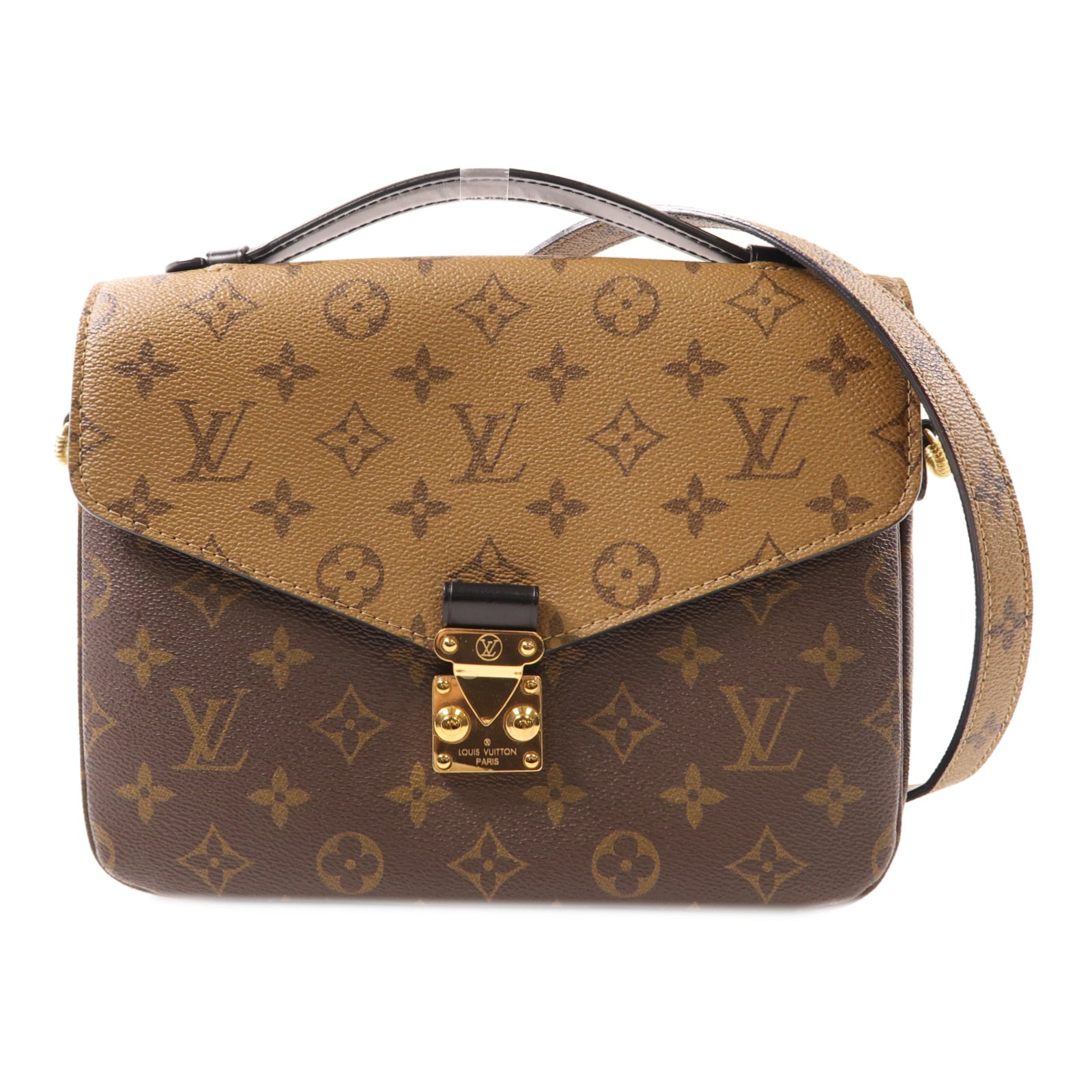 LOUIS VUITTON Monogram Reverse Pochette Metis金扣手挽肩背兩用袋棕色
