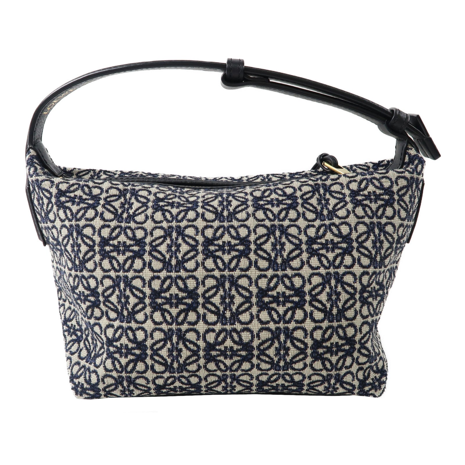 LOEWE 帆布Cubi Bag金扣手挽袋深藍色