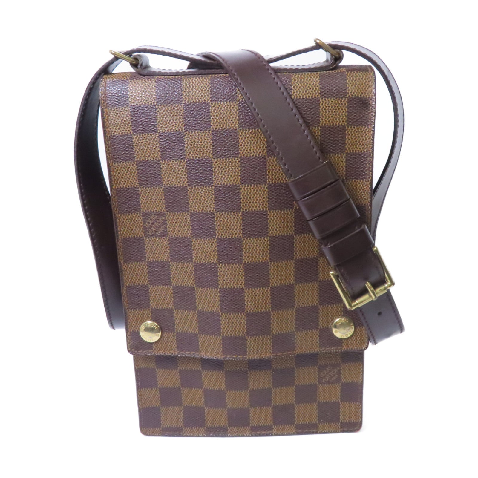 LOUIS VUITTON Damier Ebene Portobello金扣肩背袋啡色