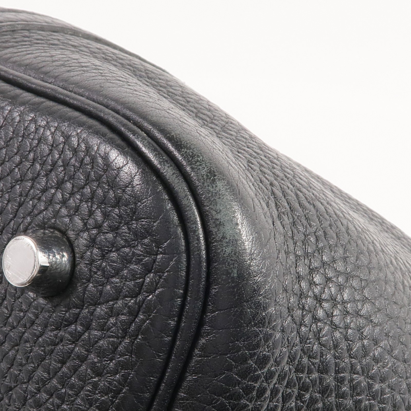 HERMES Clemence皮革Picotin MM銀扣手挽袋Noir