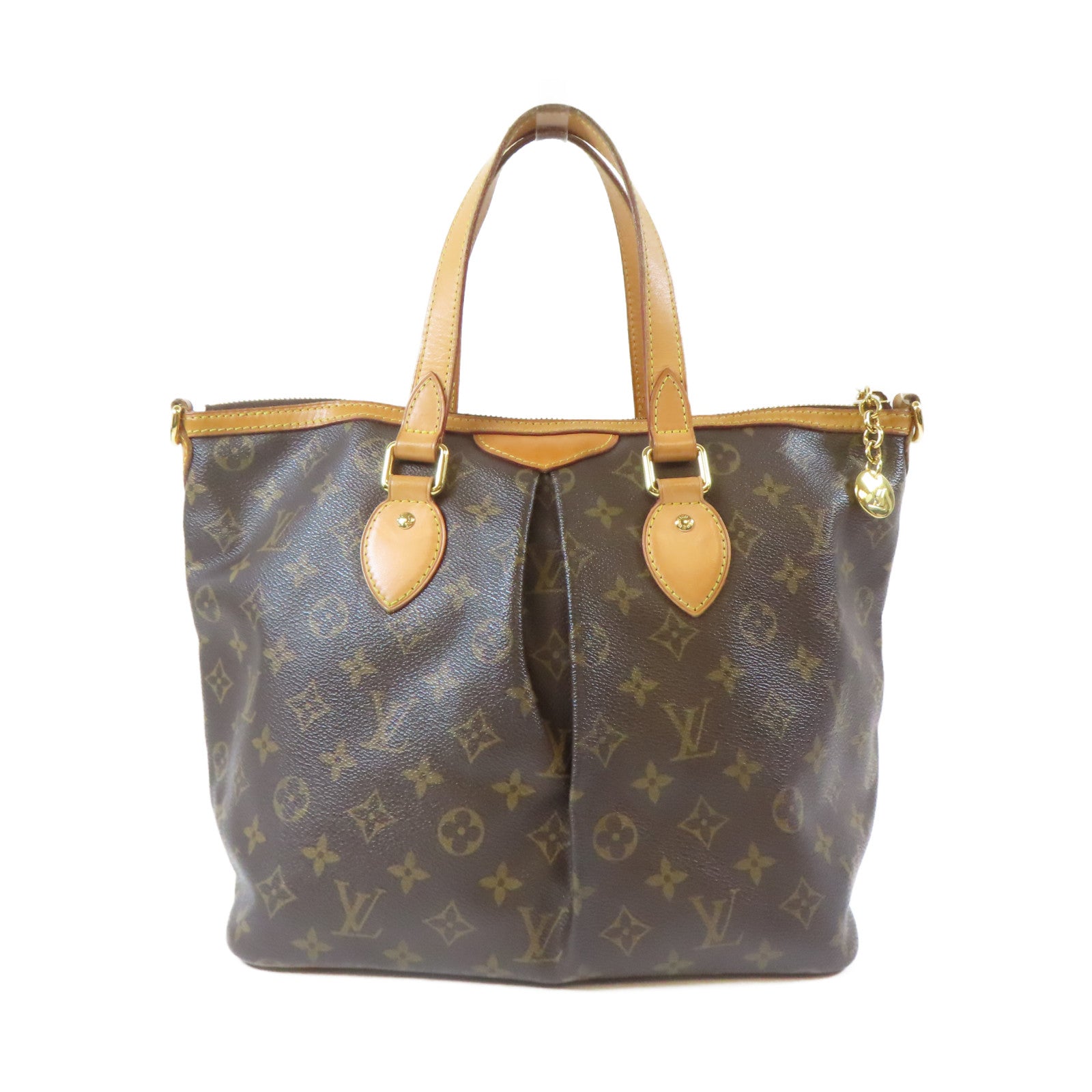 LOUIS VUITTON Monogram Palermo PM 2 Way Shoulder金扣手挽肩背兩用袋啡色