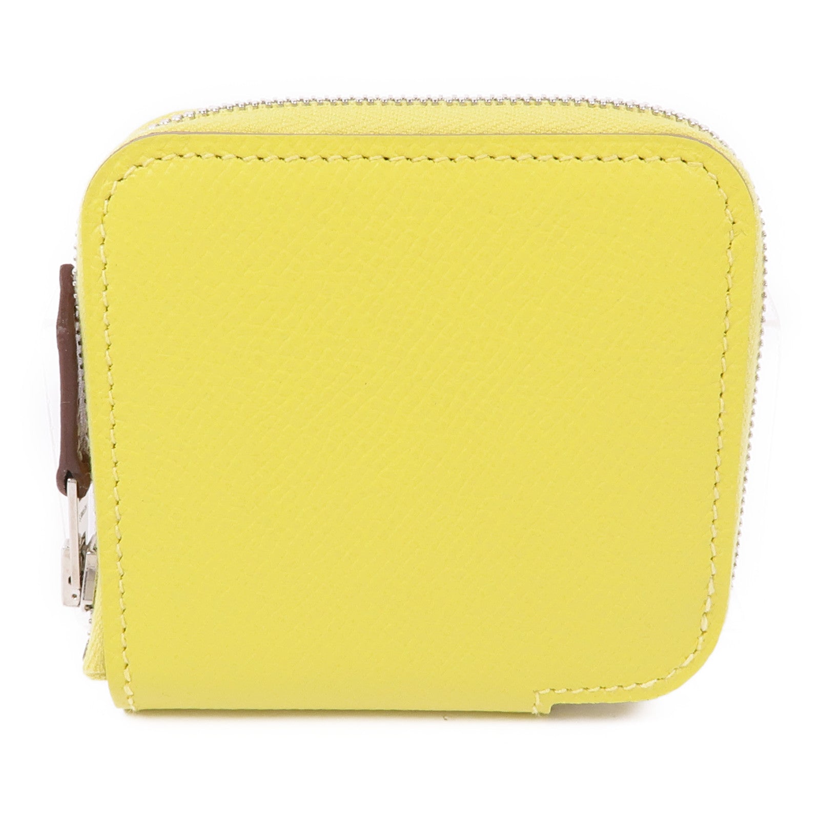 HERMES Epsom皮革Silk'In Wallet銀扣零錢包Lime