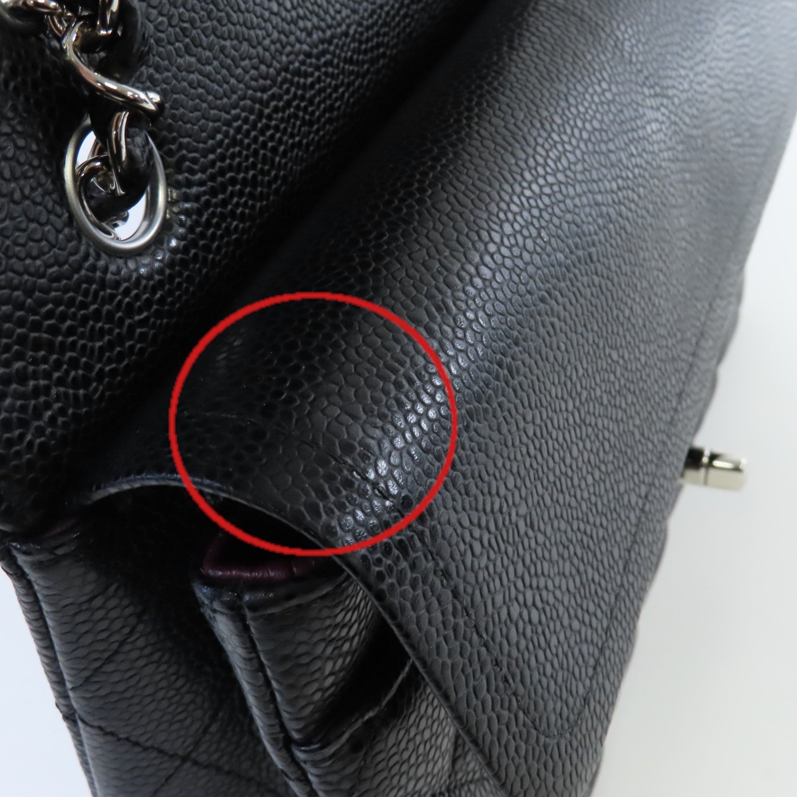 CHANEL 【激減優惠】菱格Caviar皮革Classic Flap 25cm Chain Shoulder Bag銀扣鏈帶肩背袋黑色