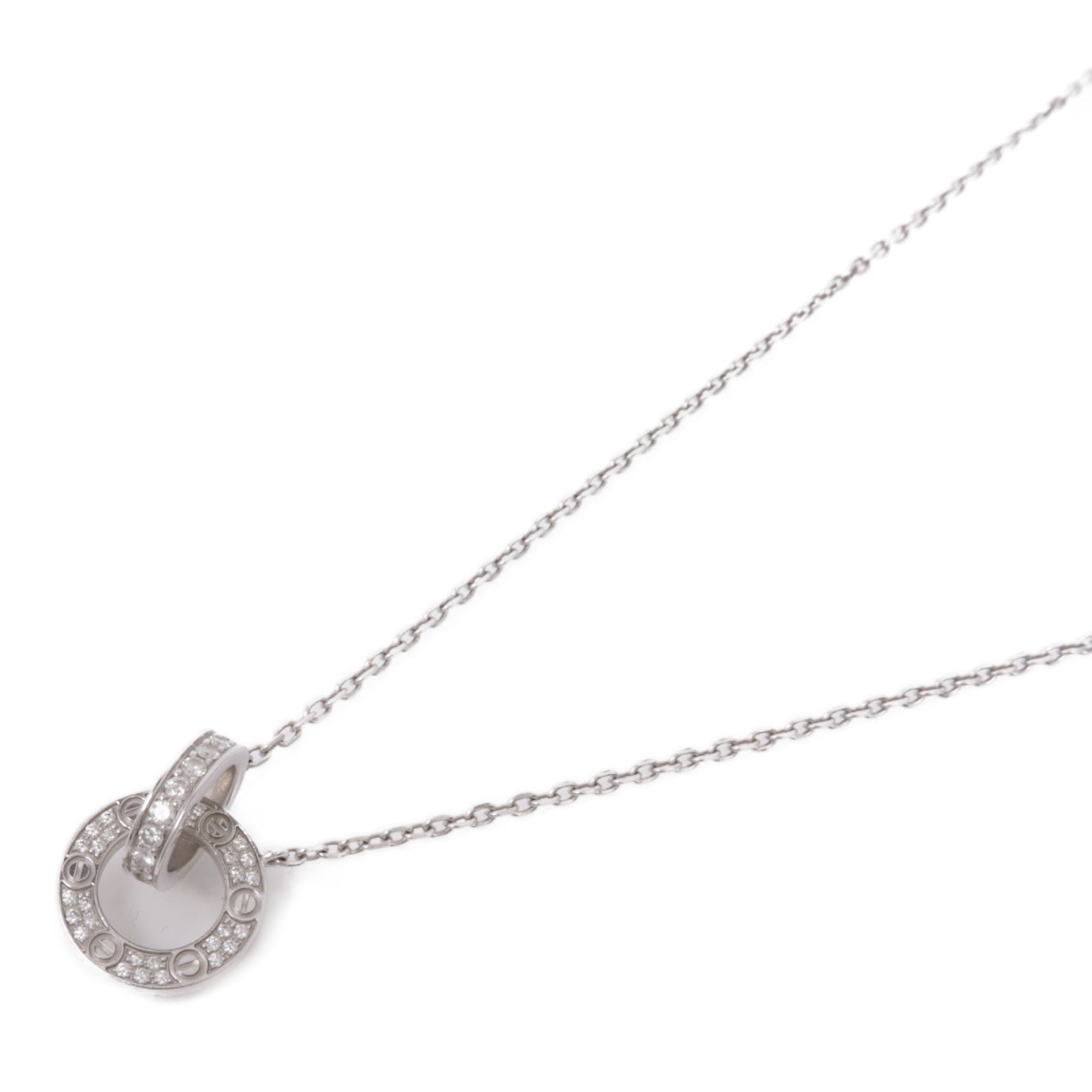 CARTIER 18K白金/鑽石Love Necklace項鏈
