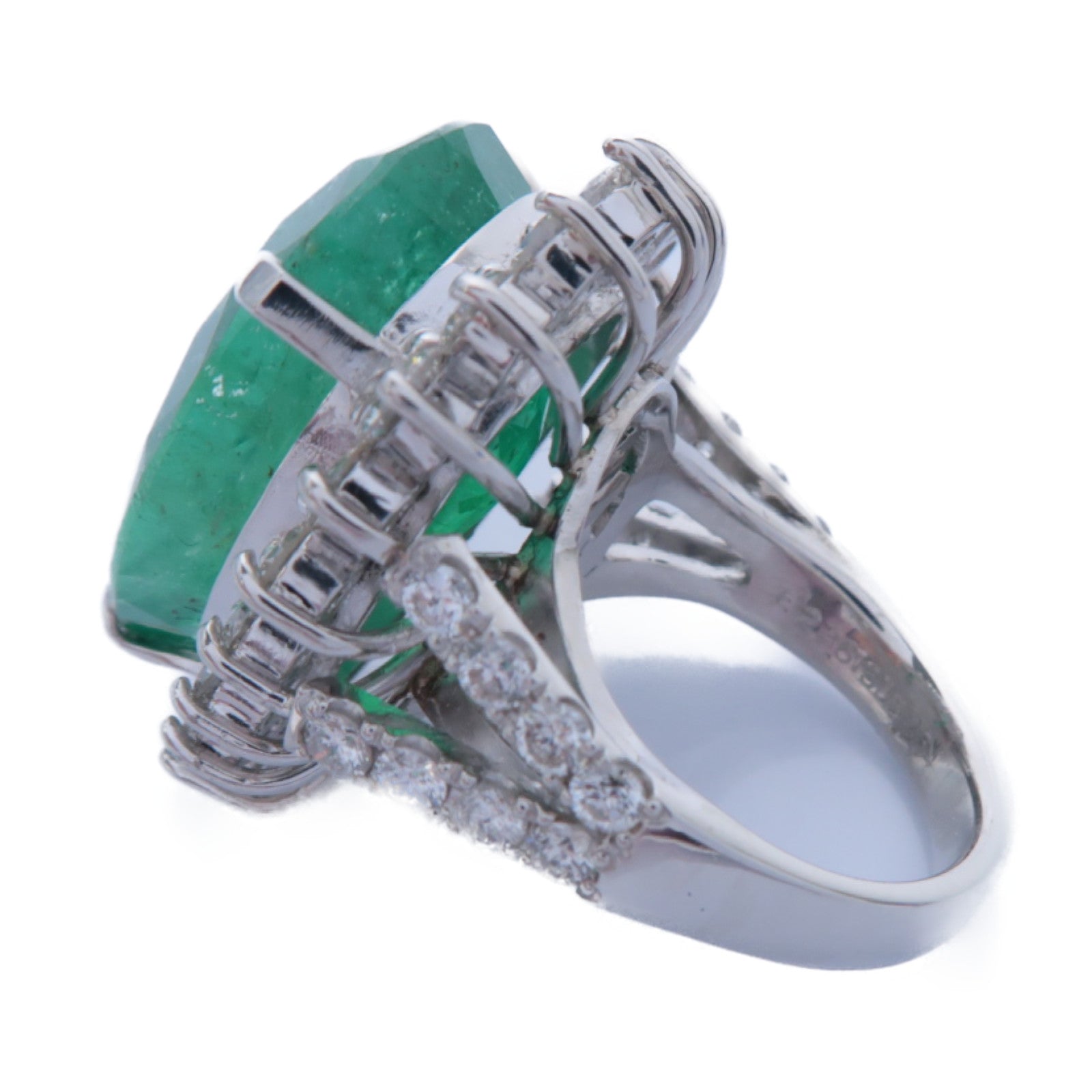 JEWELRY 【激減優惠】PT900鉑金Emerald Ring 23.613ct綠寶石/3.96ct鑽石戒指US#7.25