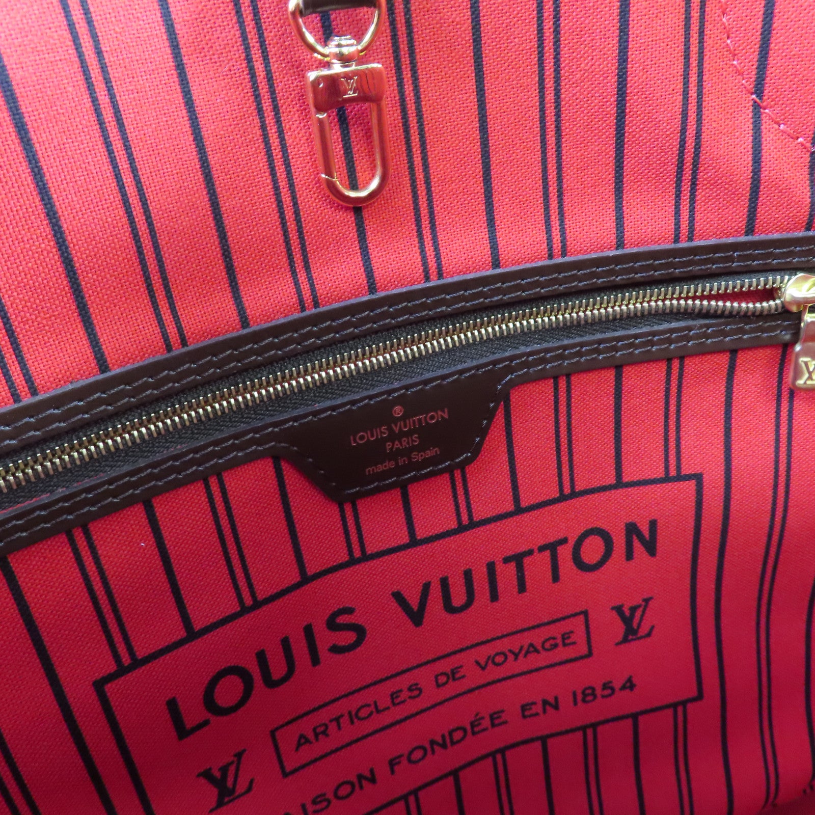 LOUIS VUITTON Damier Ebene Neverfull MM Tote Bag金扣肩背袋啡色