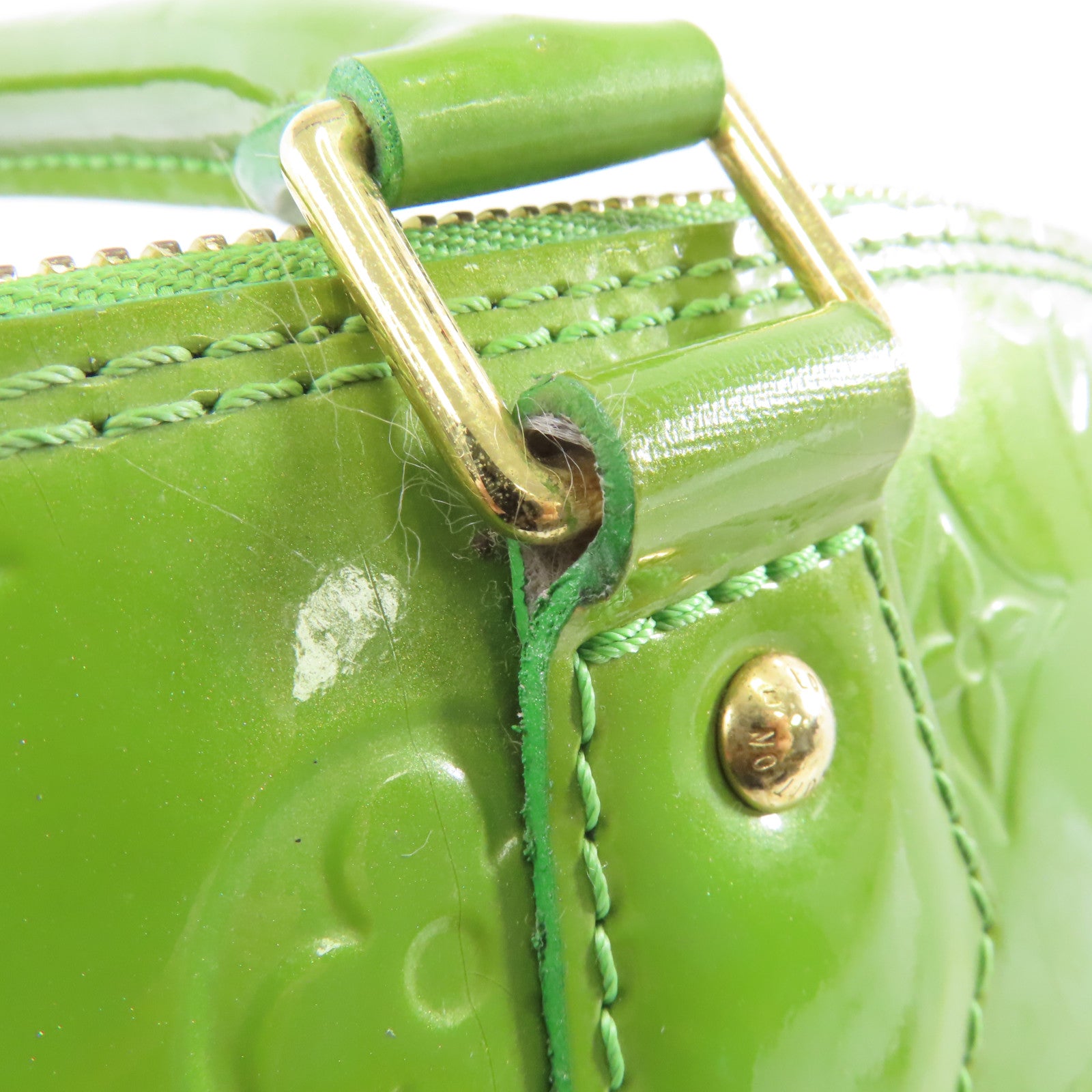 LOUIS VUITTON Vernis Alma GM金扣手挽袋綠色