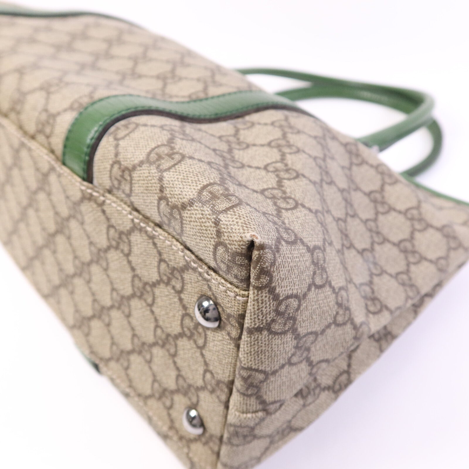 GUCCI GG帆布Tote Bag銀扣手挽袋