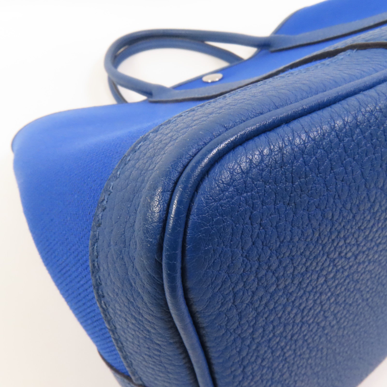 HERMES 帆布Garden Party TPM銀扣手挽袋Blue France