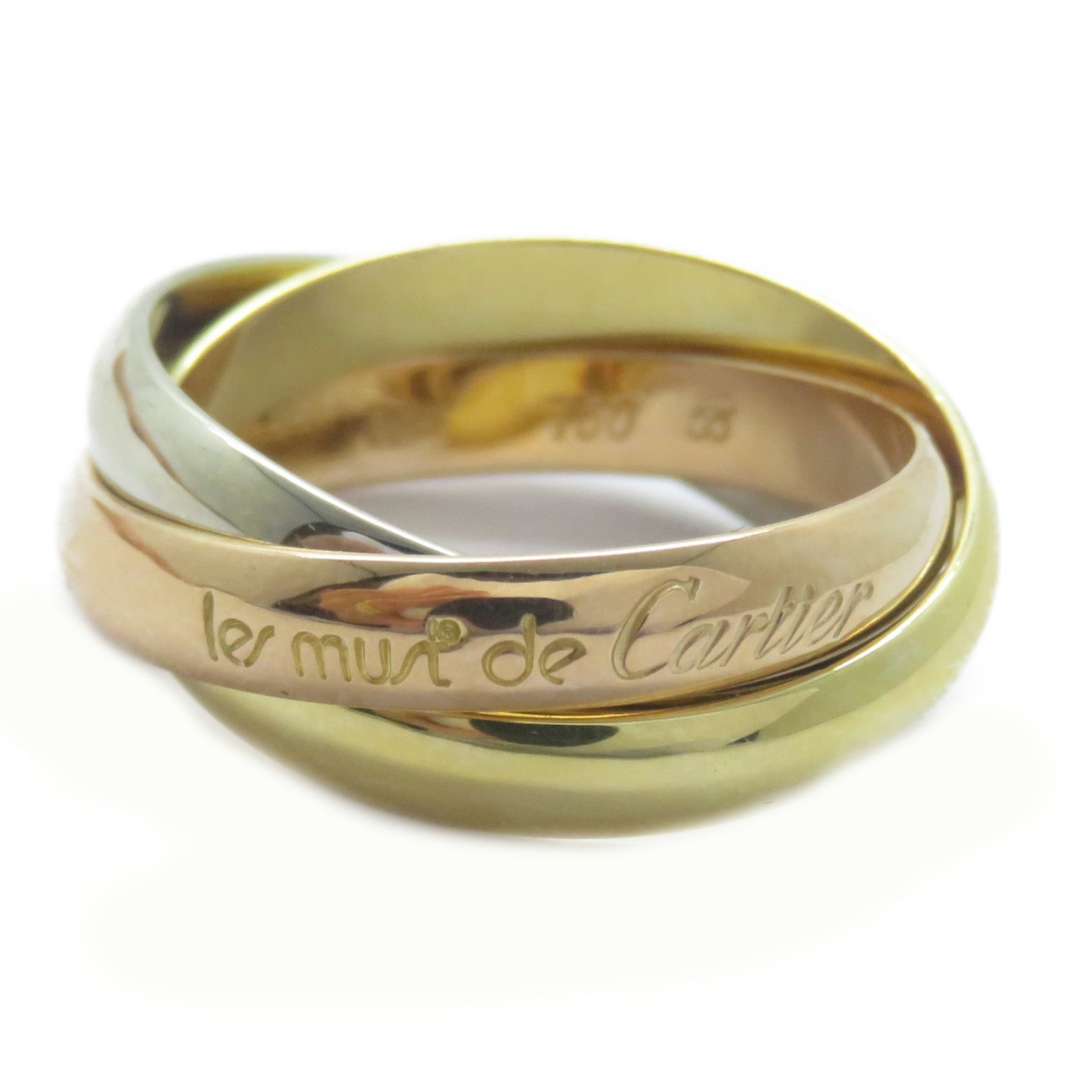 CARTIER 18K黃金/白金/玫瑰金Les Must De Trinity戒指Cartier#55/US#7.25