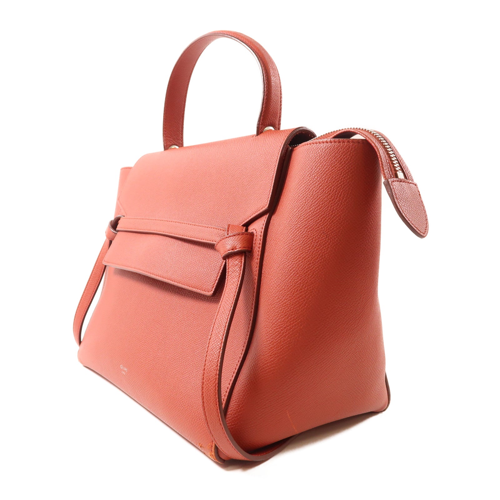 CELINE 牛皮皮革Belt Bag銀扣手挽肩背兩用袋紅色