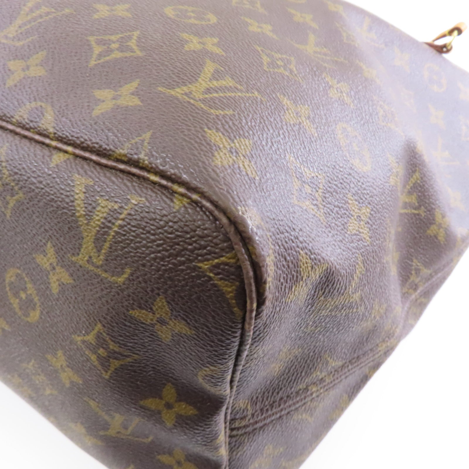 LOUIS VUITTON Monogram Neverfull GM金扣手挽袋啡色