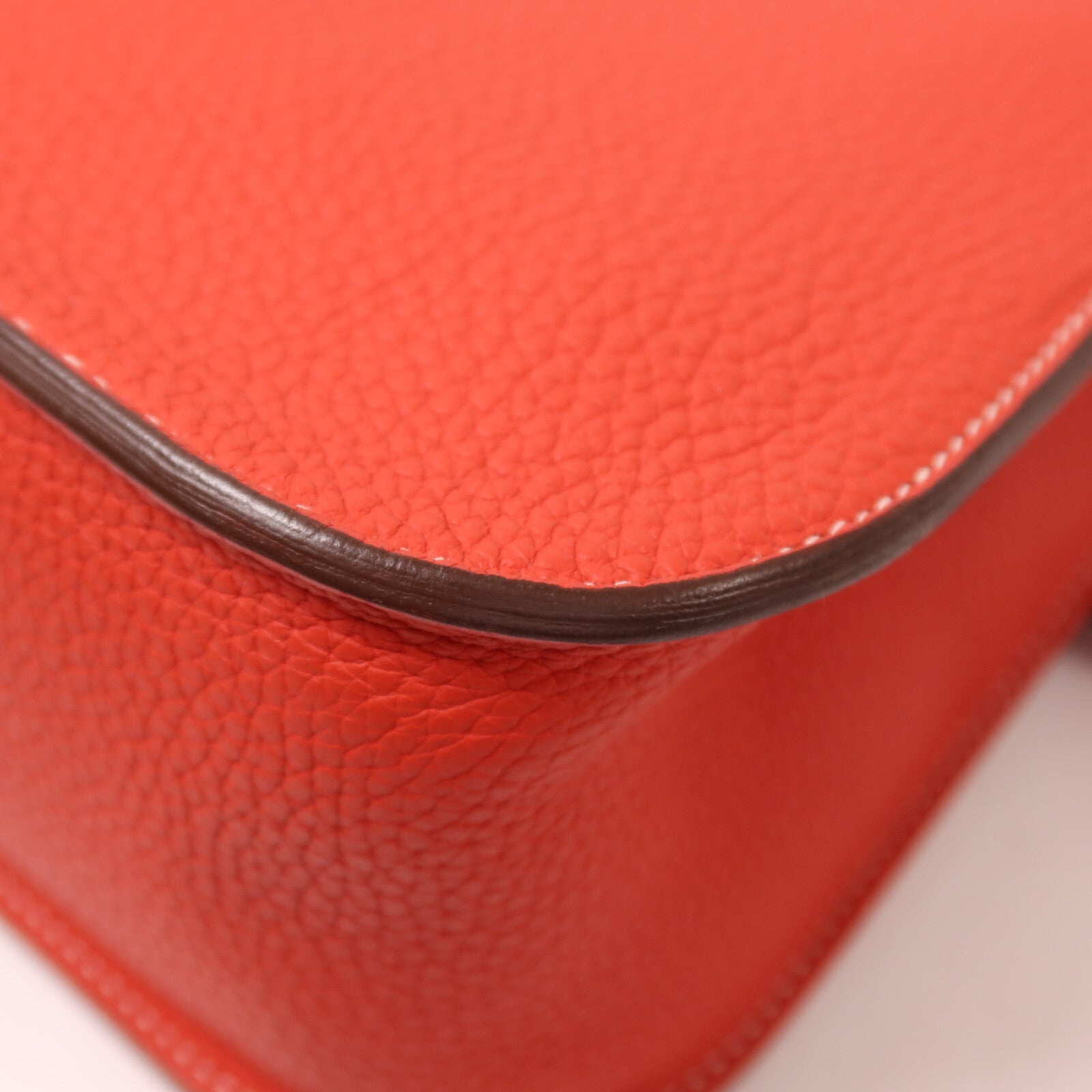 HERMES Clemence皮革Halzan 31手挽肩背兩用袋Rouge Tomato