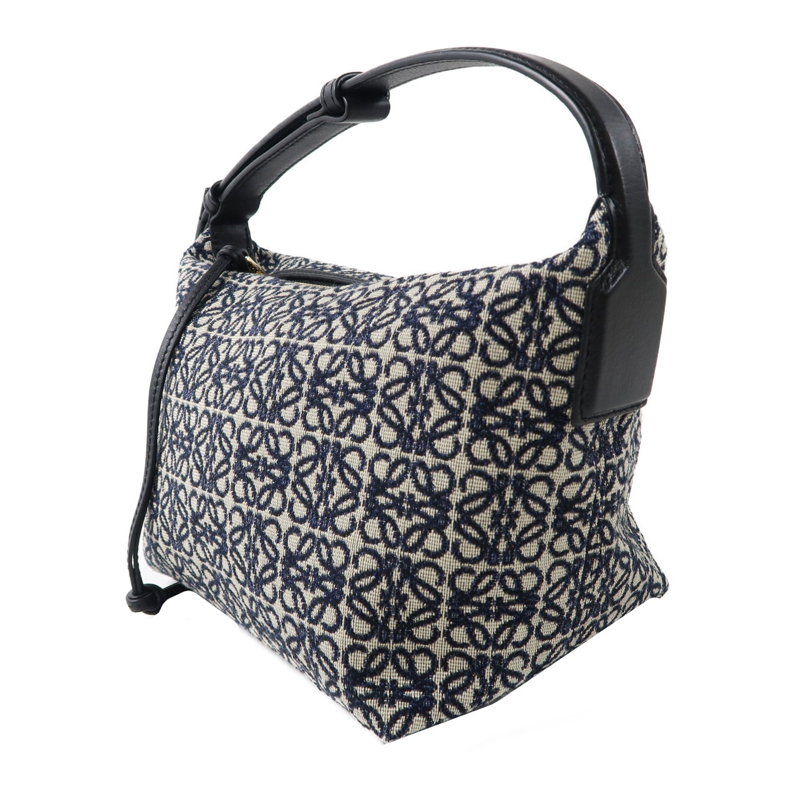 LOEWE 帆布Cubi Bag金扣手挽袋深藍色
