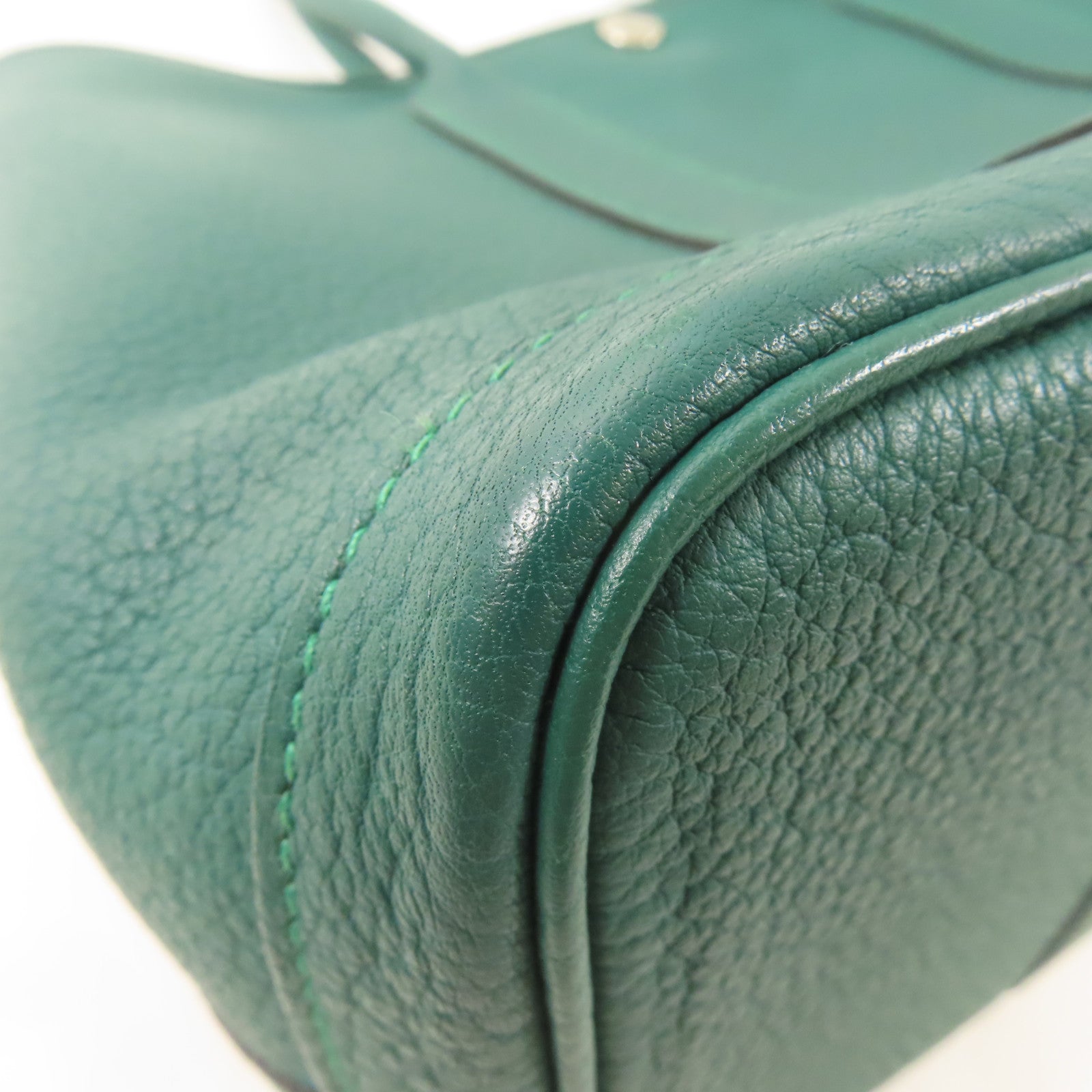 HERMES Negonda皮革Garden Party TPM銀扣手挽袋綠色