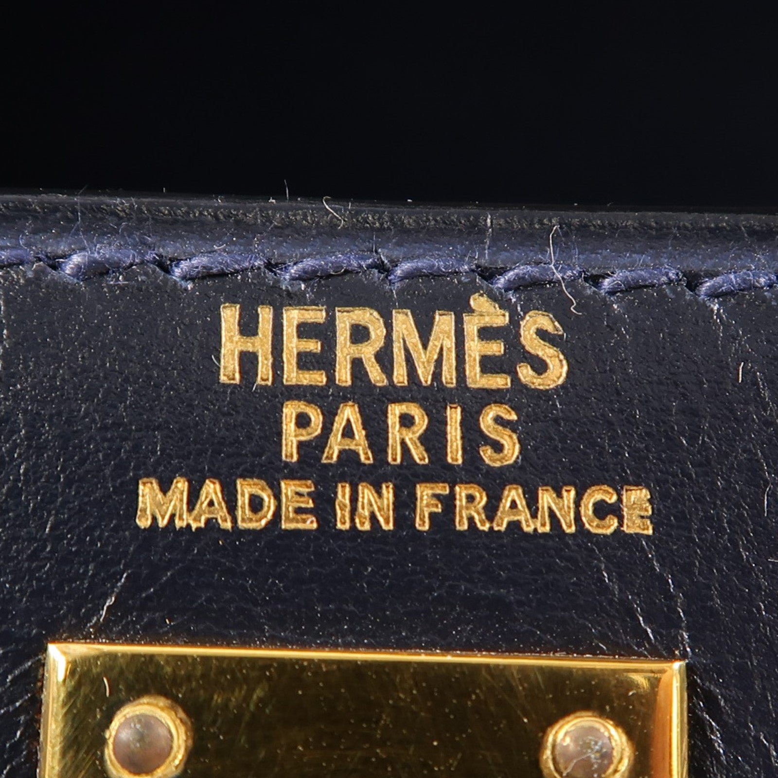 HERMES 【激減優惠】Box Calf皮革Mini Kelly金扣手挽肩背兩用袋Bleu Indigo/深藍色