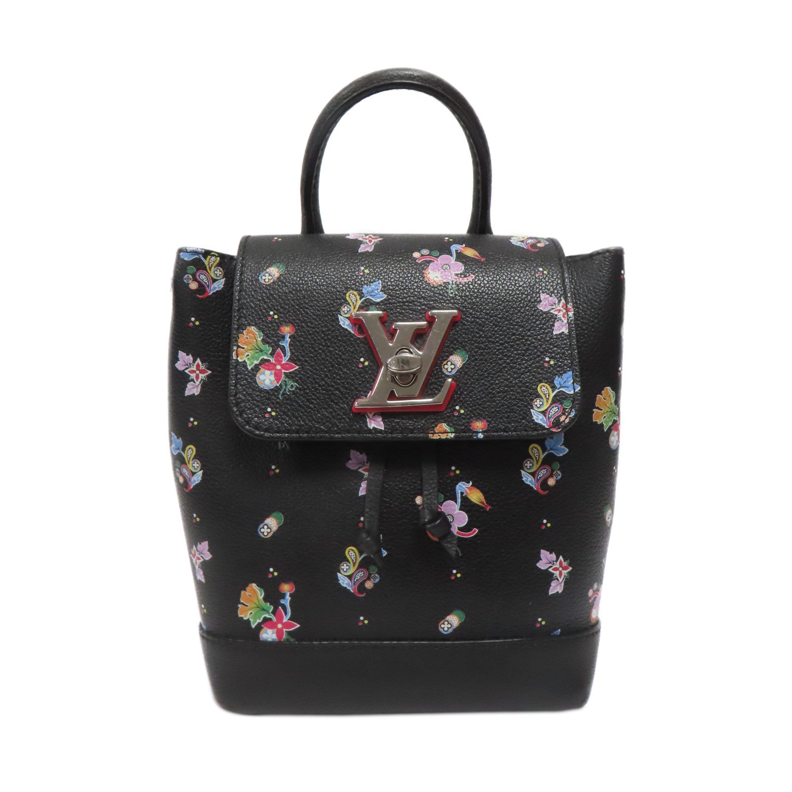 LOUIS VUITTON 【激減優惠】牛皮皮革Mini Lock Me Backpack銀扣背包黑色