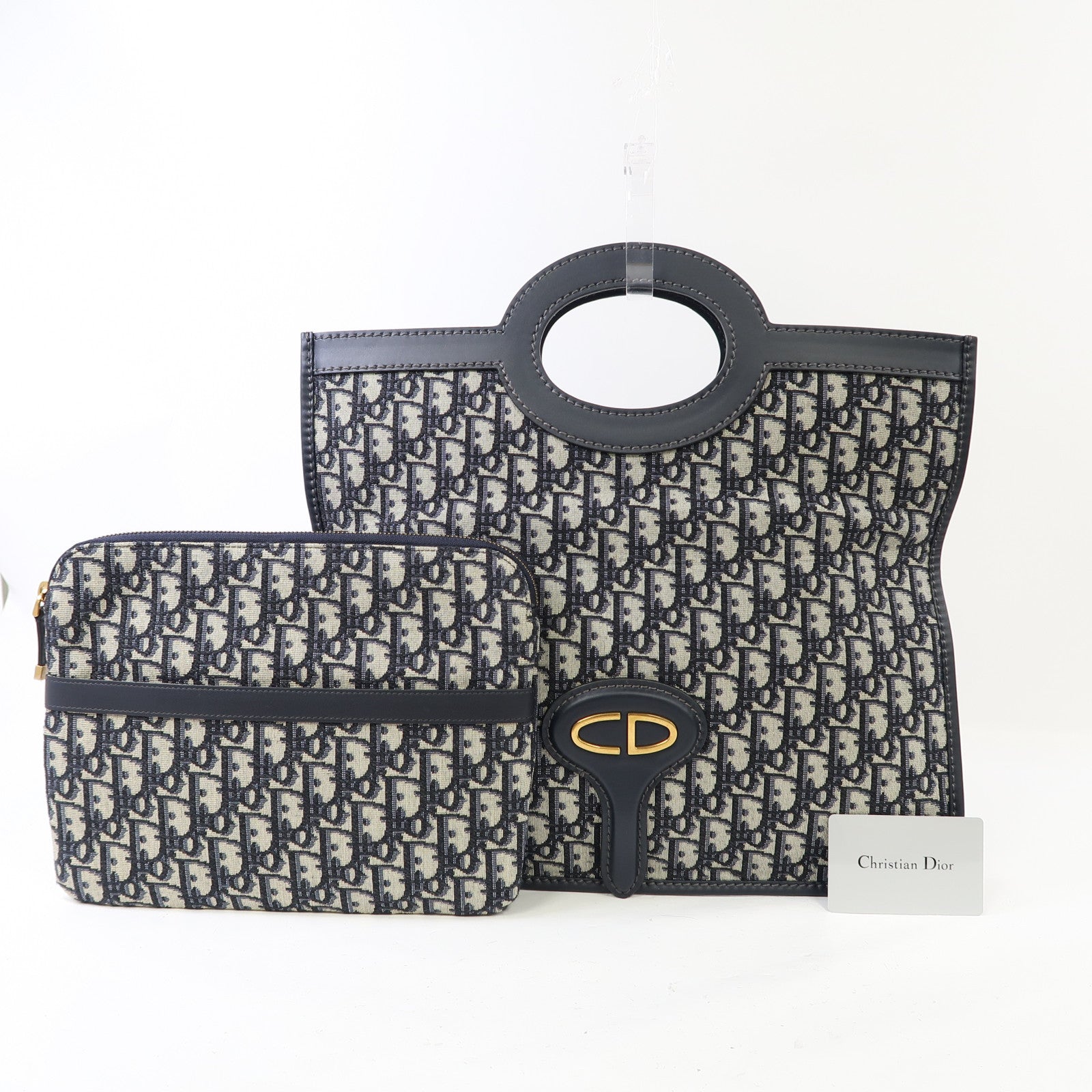 Dior 帆布Hand Bag金扣手挽袋藍色
