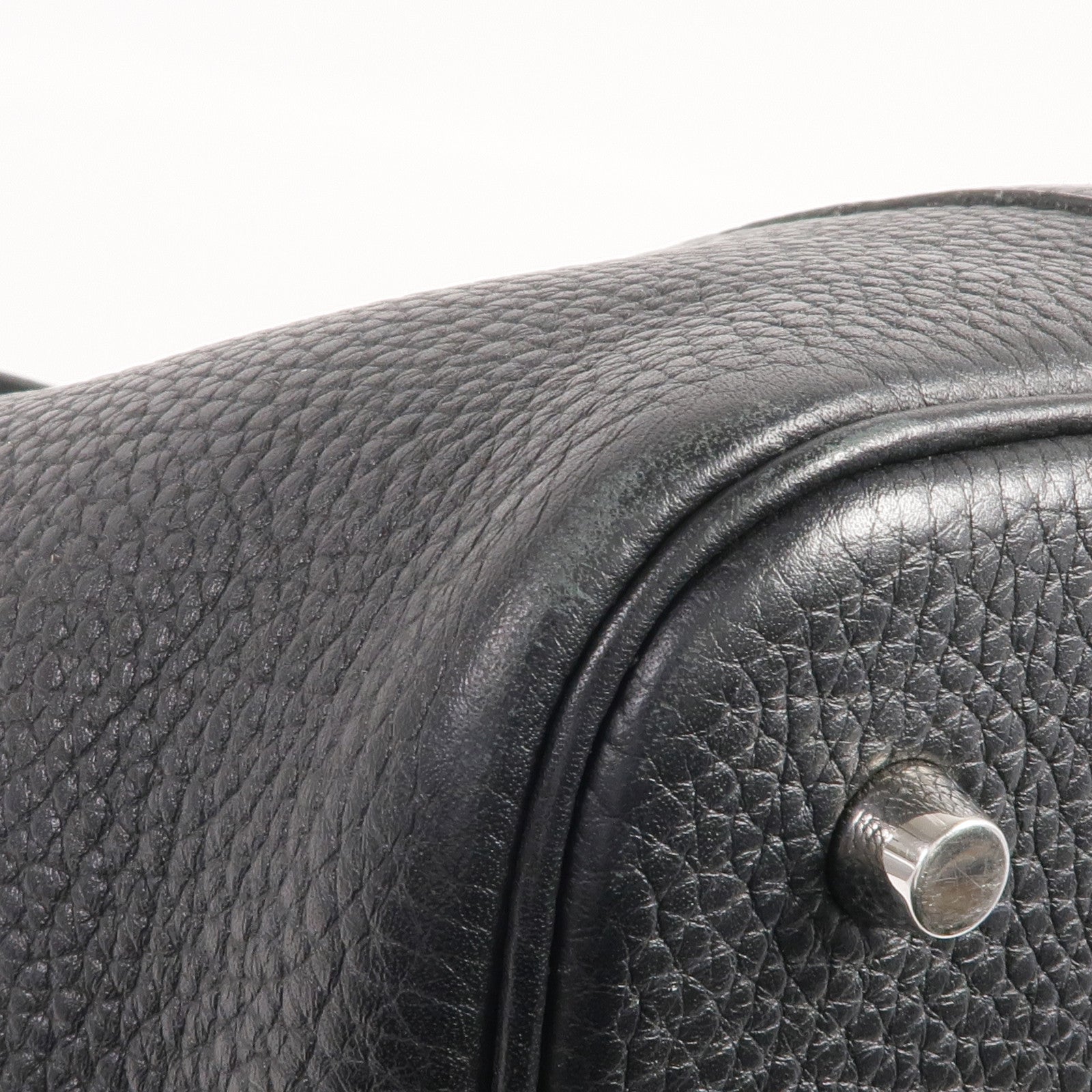 HERMES Clemence皮革Picotin MM銀扣手挽袋Noir