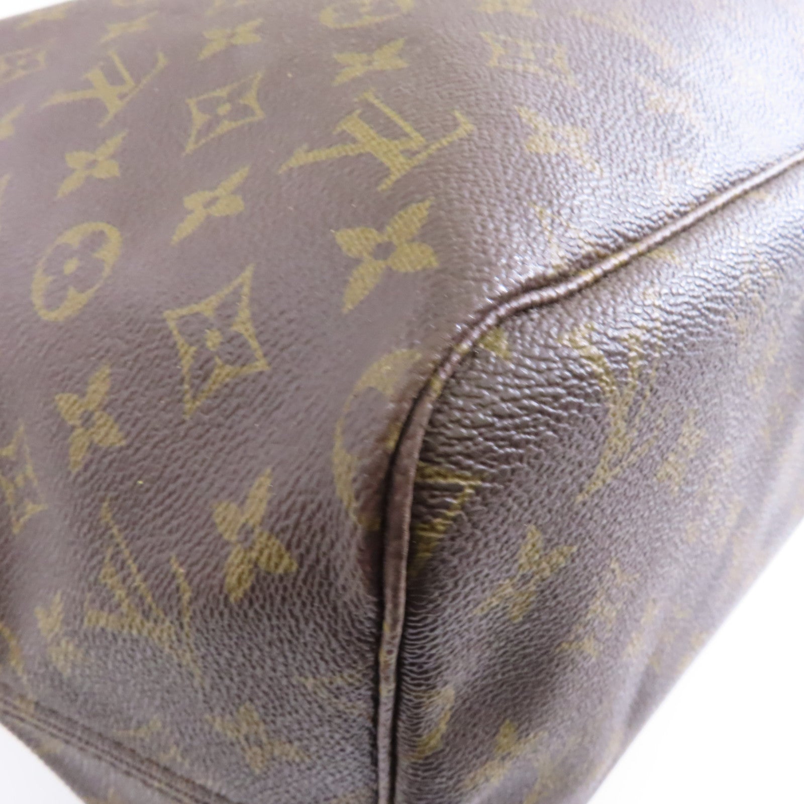 LOUIS VUITTON Monogram Neverfull GM金扣手挽袋啡色