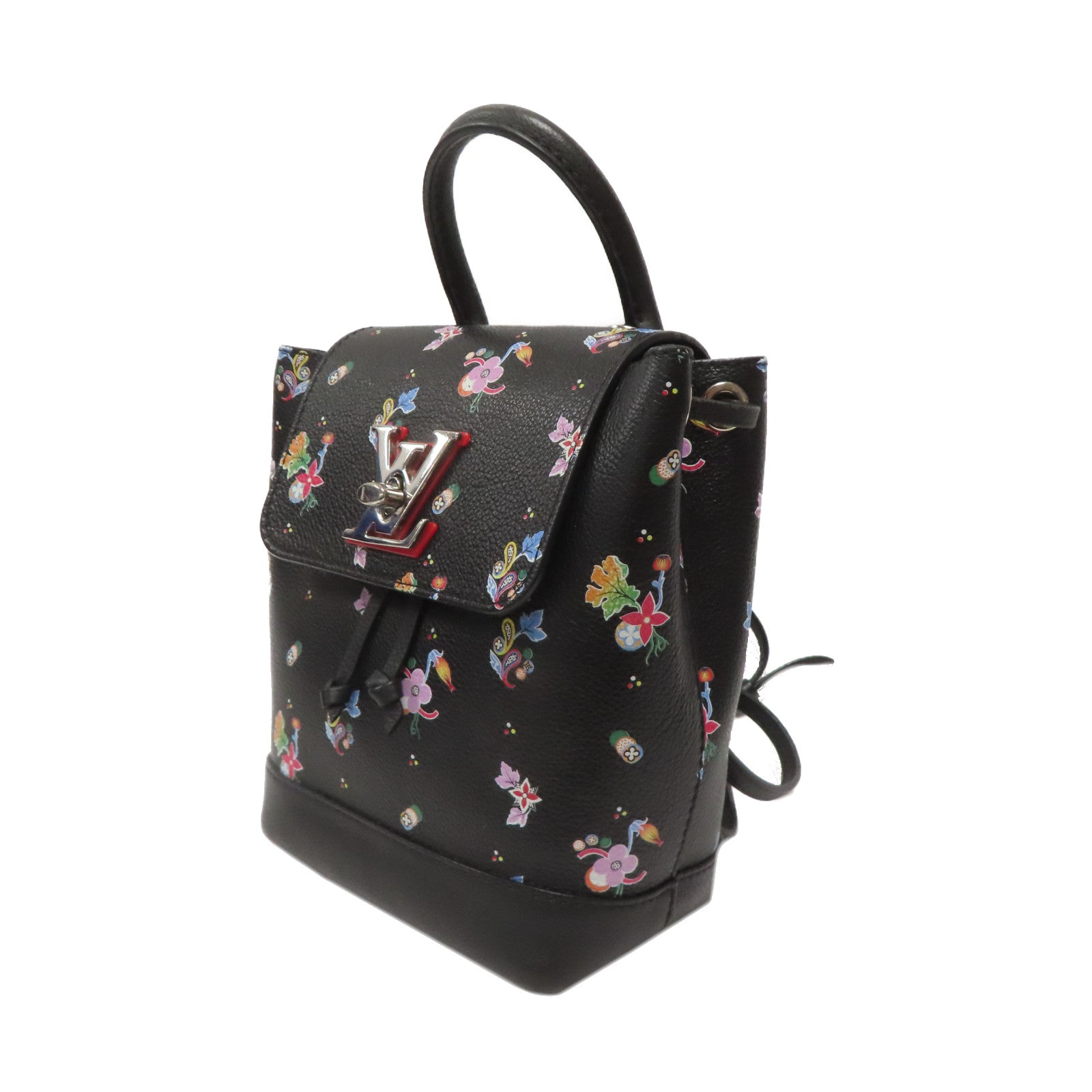 LOUIS VUITTON 【激減優惠】牛皮皮革Mini Lock Me Backpack銀扣背包黑色